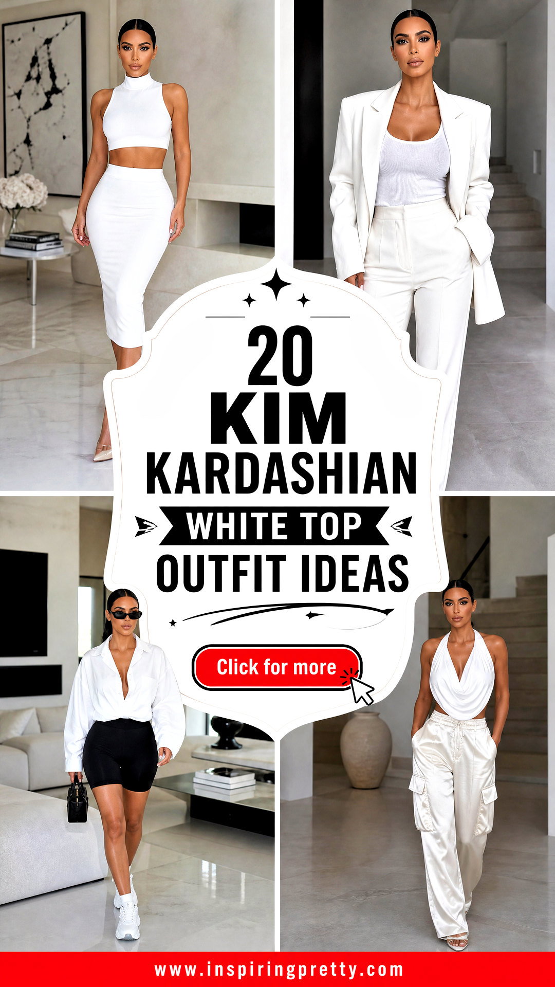 20 Kim Kardashian White Top Outfit Ideas for Sleek Style - 20 Kim Kardashian White Top Outfit Ideas for Sleek Style
