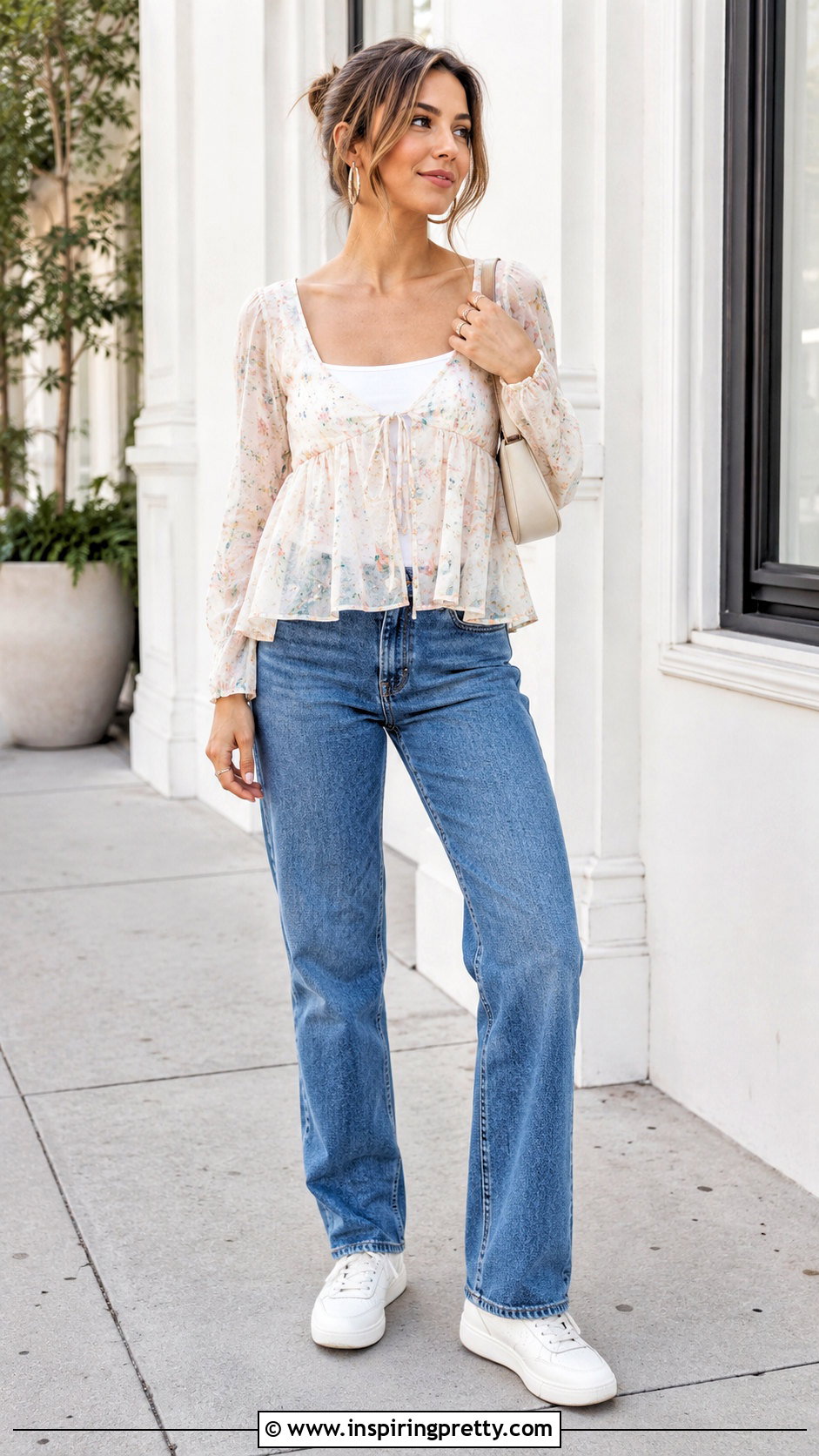 Kimchi Blue Babydoll Top With Straight Leg Jeans - 20 Kimchi Blue Too Cute Flyaway Babydoll Top outfit ideas