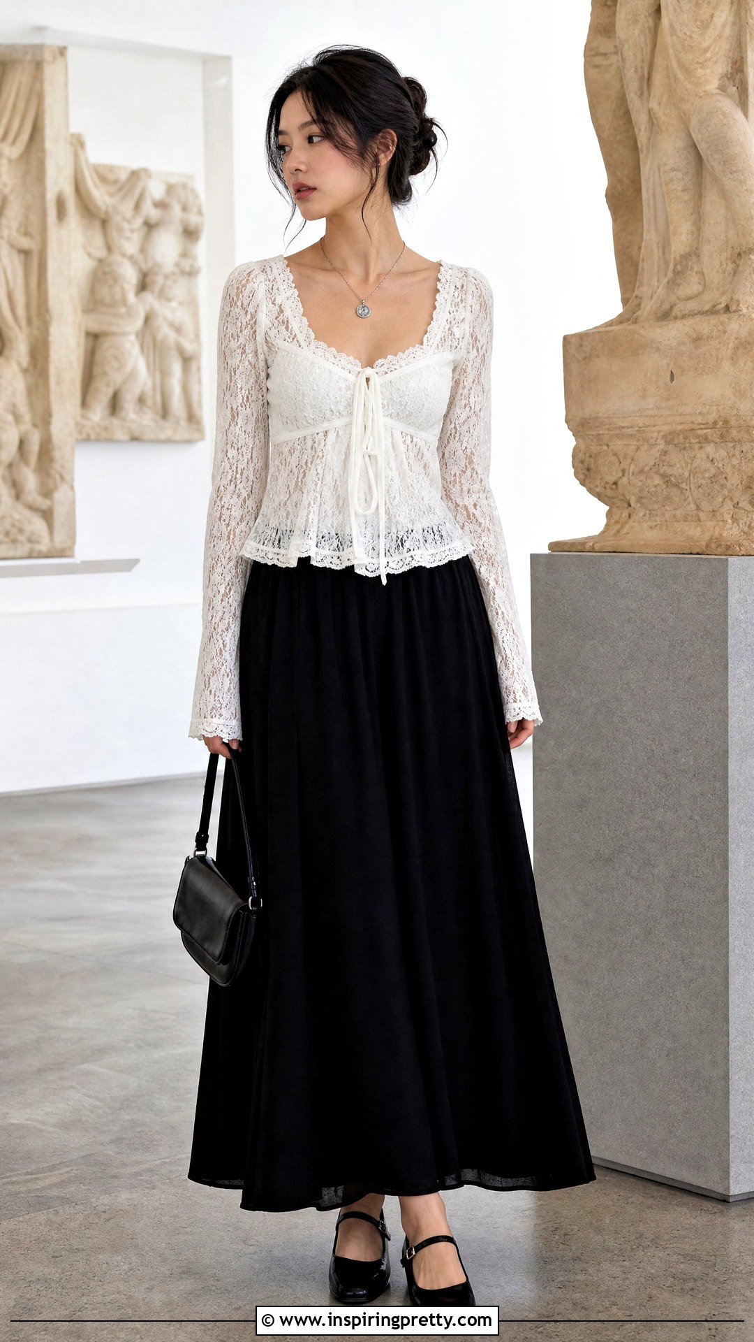 Kimchi Blue White Top With Black Maxi Skirt - 25 Kimchi Blue White Top outfit ideas