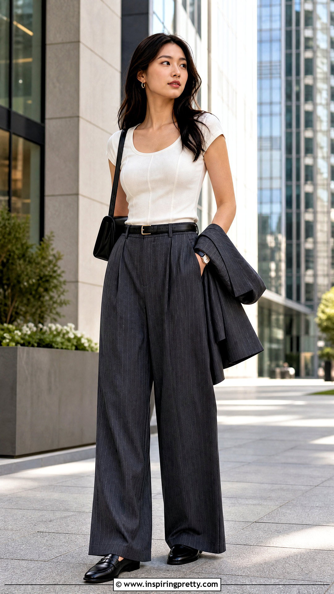 Kimchi Blue White Top With Pinstripe Pants - 25 Kimchi Blue White Top outfit ideas