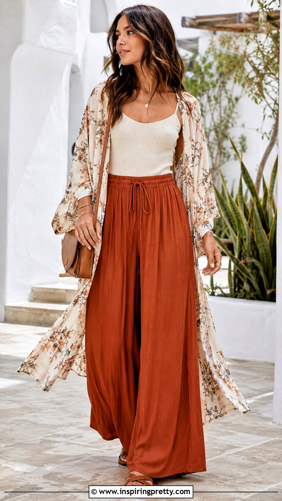 Kimono And Camisole With Boho Pants - 25 tops to wear with boho pants