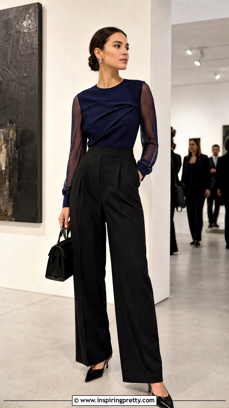 Kirious Mesh Sleeve Top With Black Trousers - 20 Kirious Tops