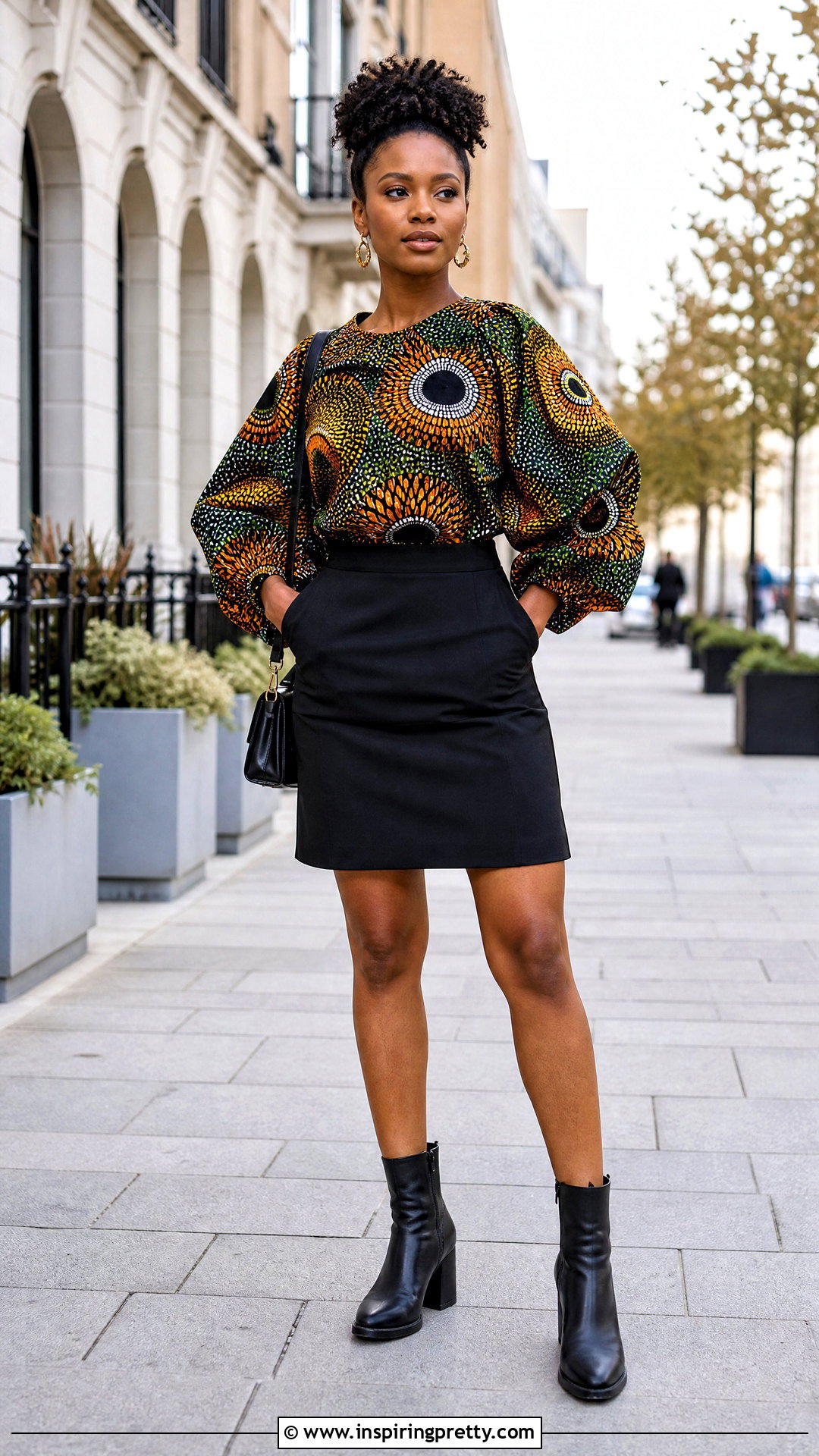Kitenge Balloon Sleeve Top With Mini Skirt - 50 kitenge tops designs