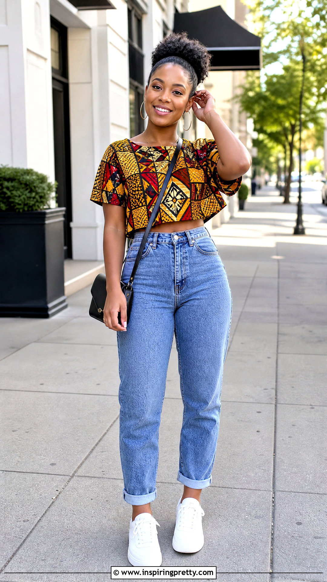 Kitenge Boxy Top With Mom Jeans - 50 kitenge tops outfit ideas