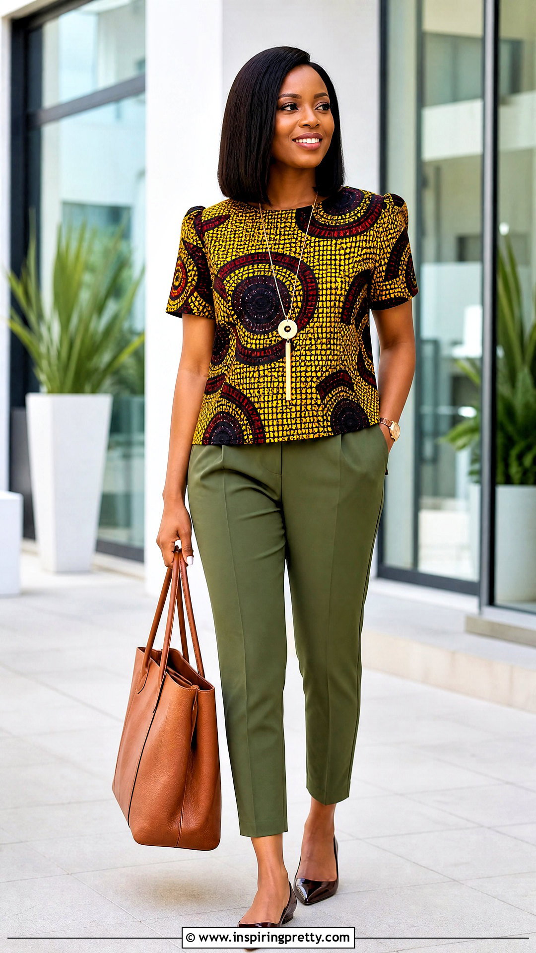Kitenge Boxy Top With Tapered Pants - 50 kitenge tops designs