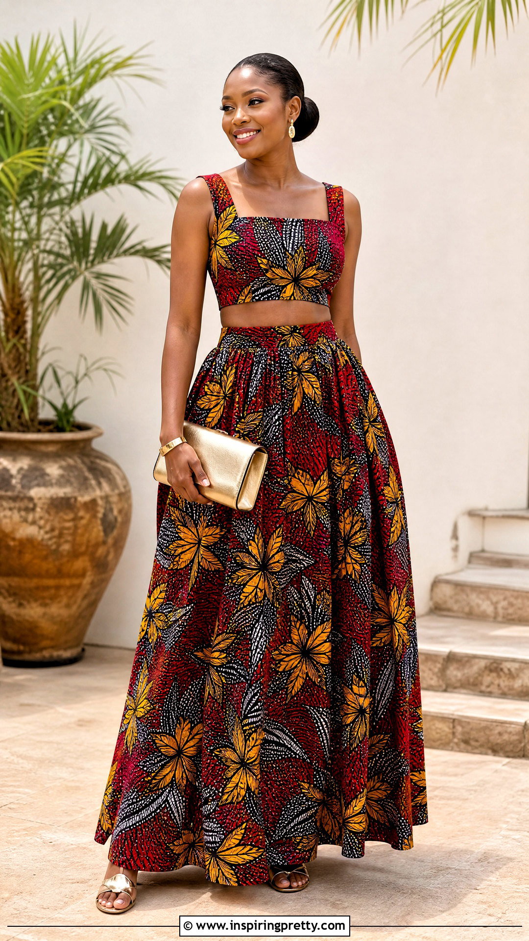 Kitenge Crop Top With Matching Maxi Skirt - 50 kitenge tops designs