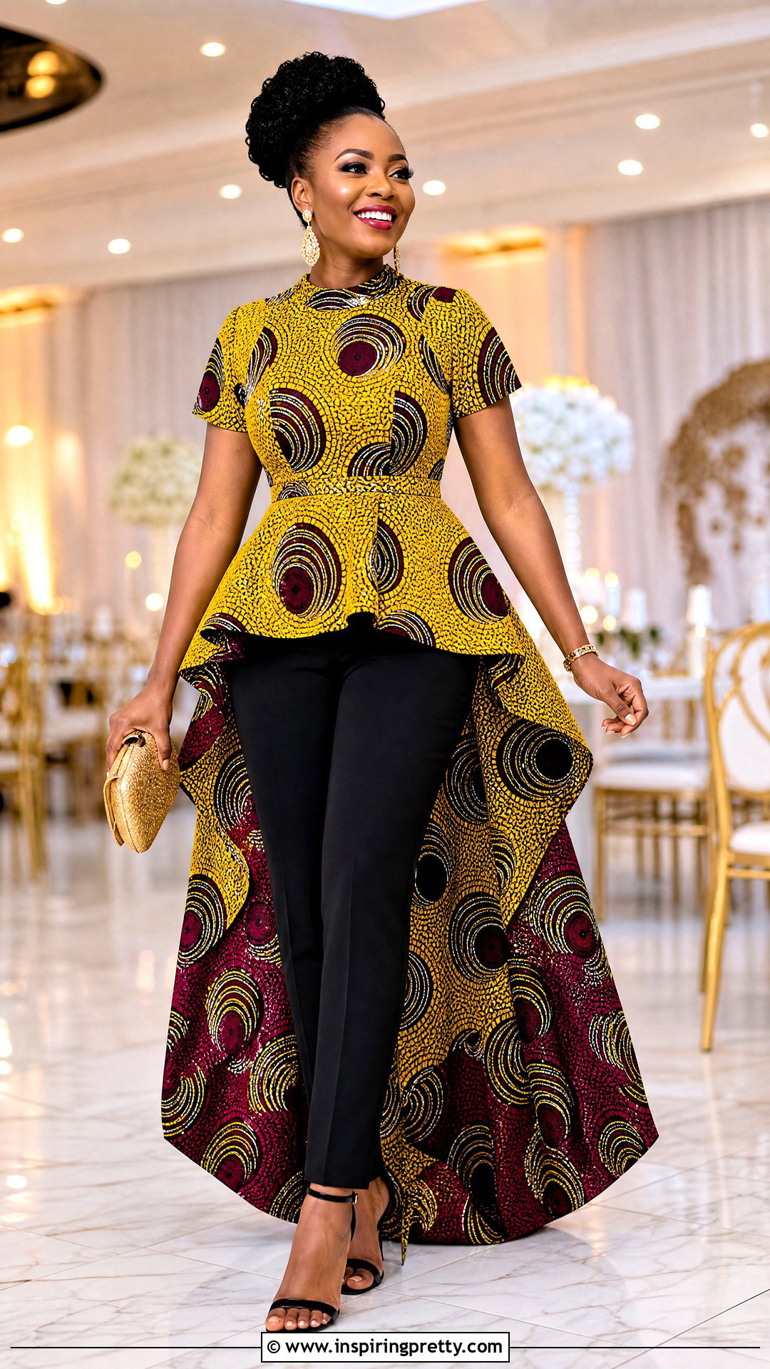 Kitenge High Low Top With Fitted Pants - 50 kitenge tops designs