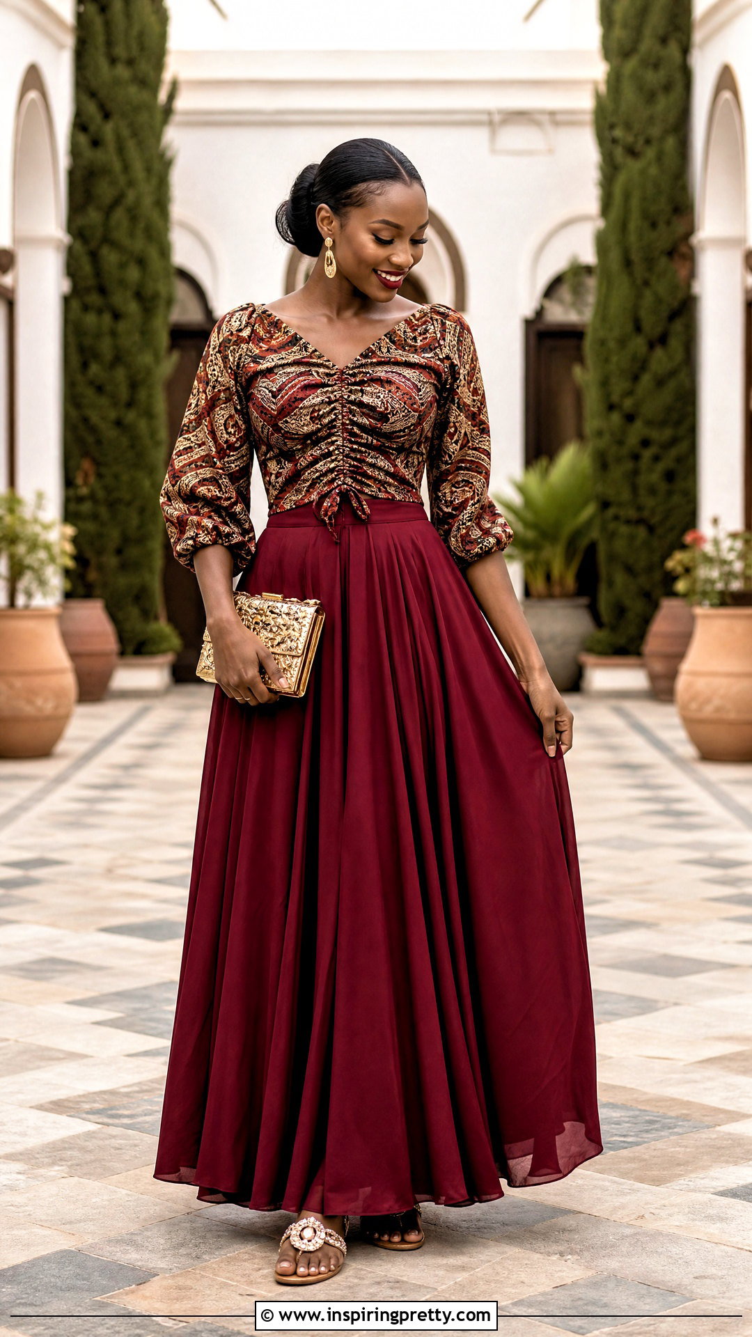 Kitenge Ruched Top With Maxi Skirt - 50 kitenge tops designs