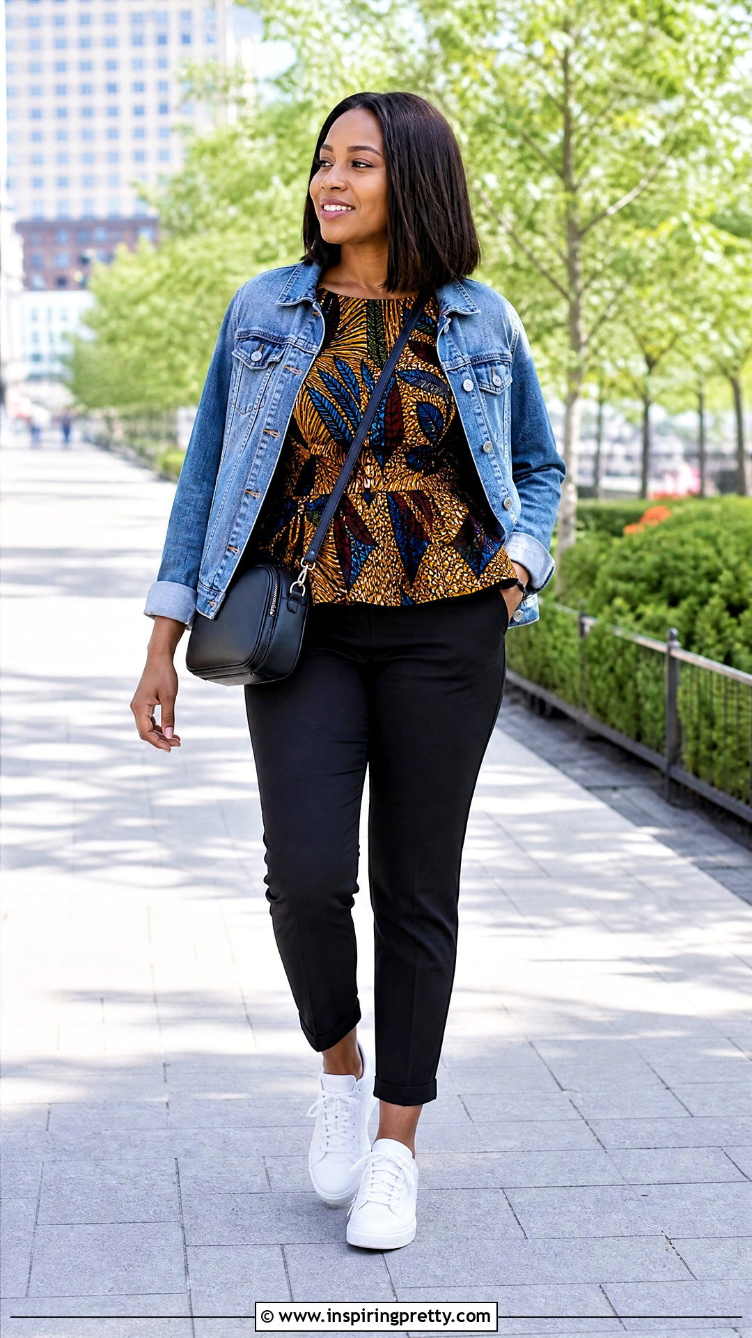 Kitenge Top With Denim Jacket And Pants - 50 kitenge tops outfit ideas