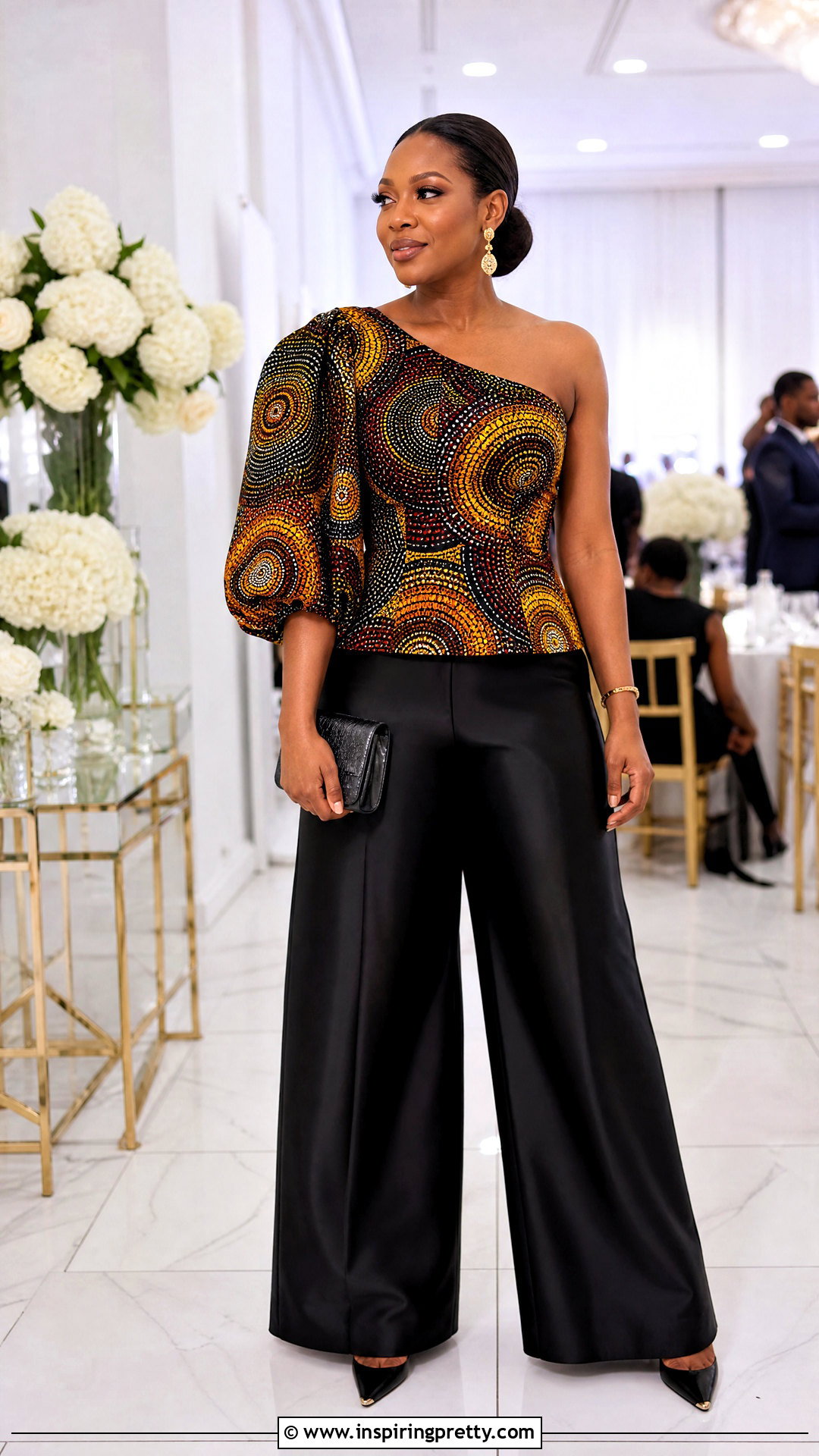 Kitenge Top With Satin Palazzo Pants - 50 kitenge tops outfit ideas