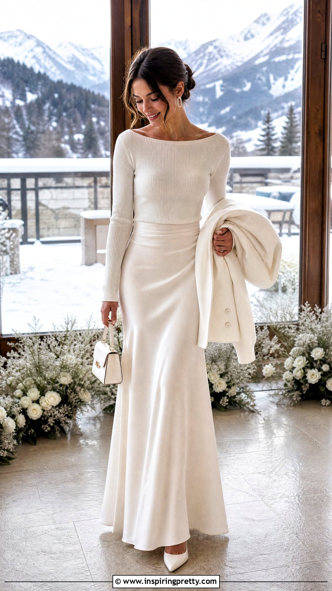 Knit Bridal Top With Satin Skirt - 25 bridal skirts and tops outfit ideas