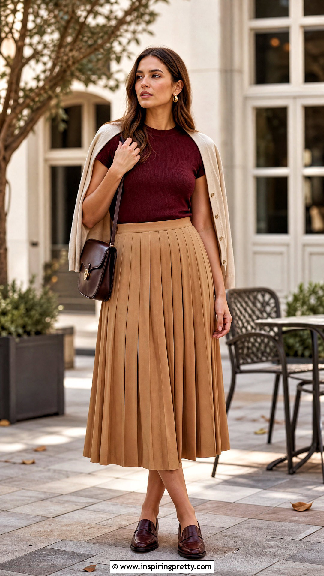 Knit Cap Sleeve Top With Midi Skirt - 50 cap sleeve top outfit ideas