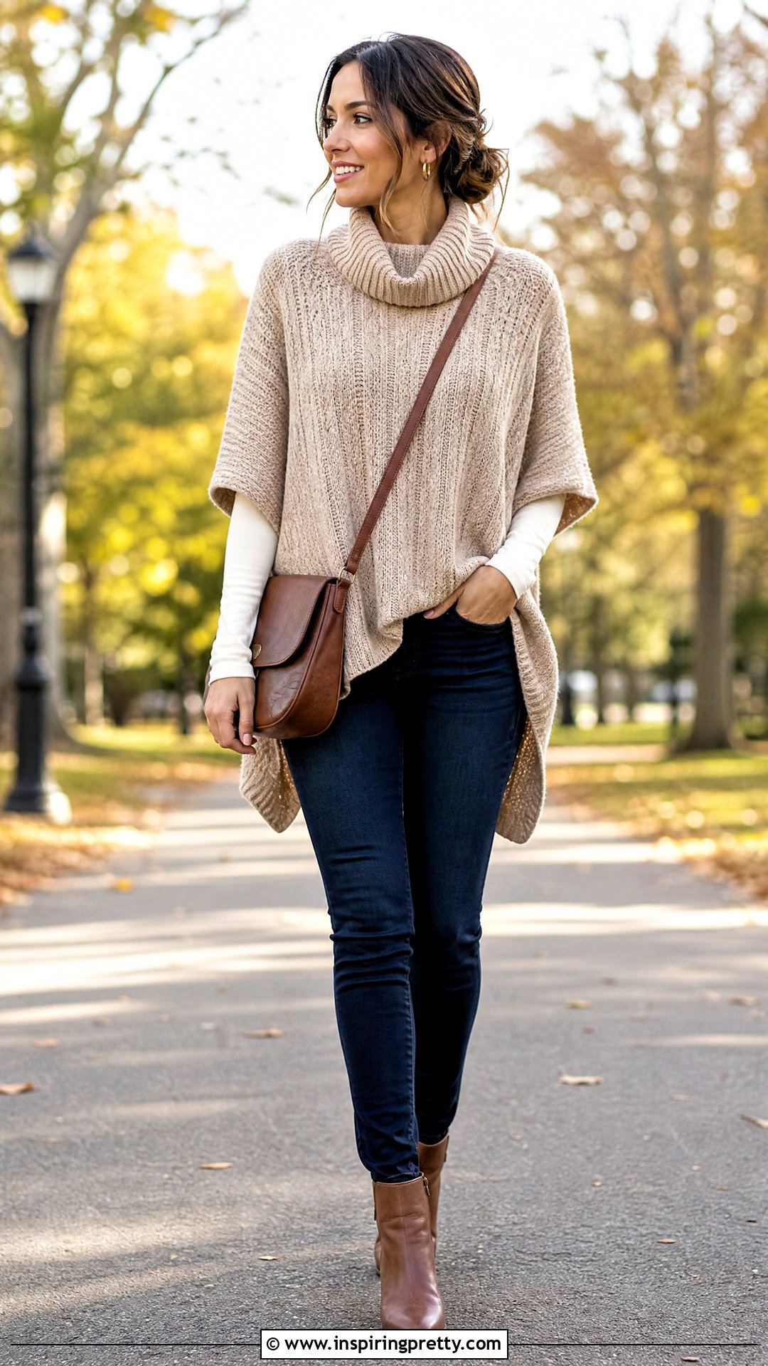 Knit Cape Top With Skinny Jeans - 50 cape top outfits