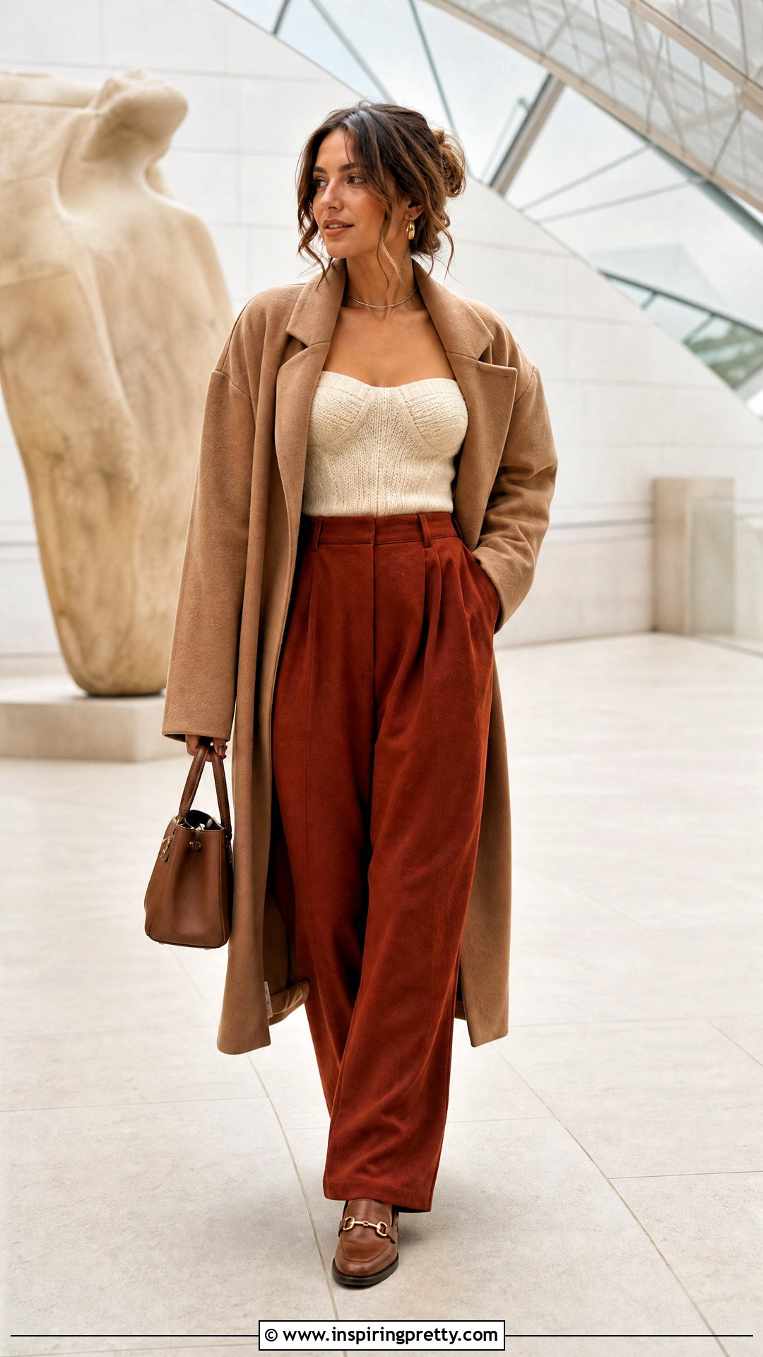 Knit Corset Top With Fall Trousers - 50 corset top outfits
