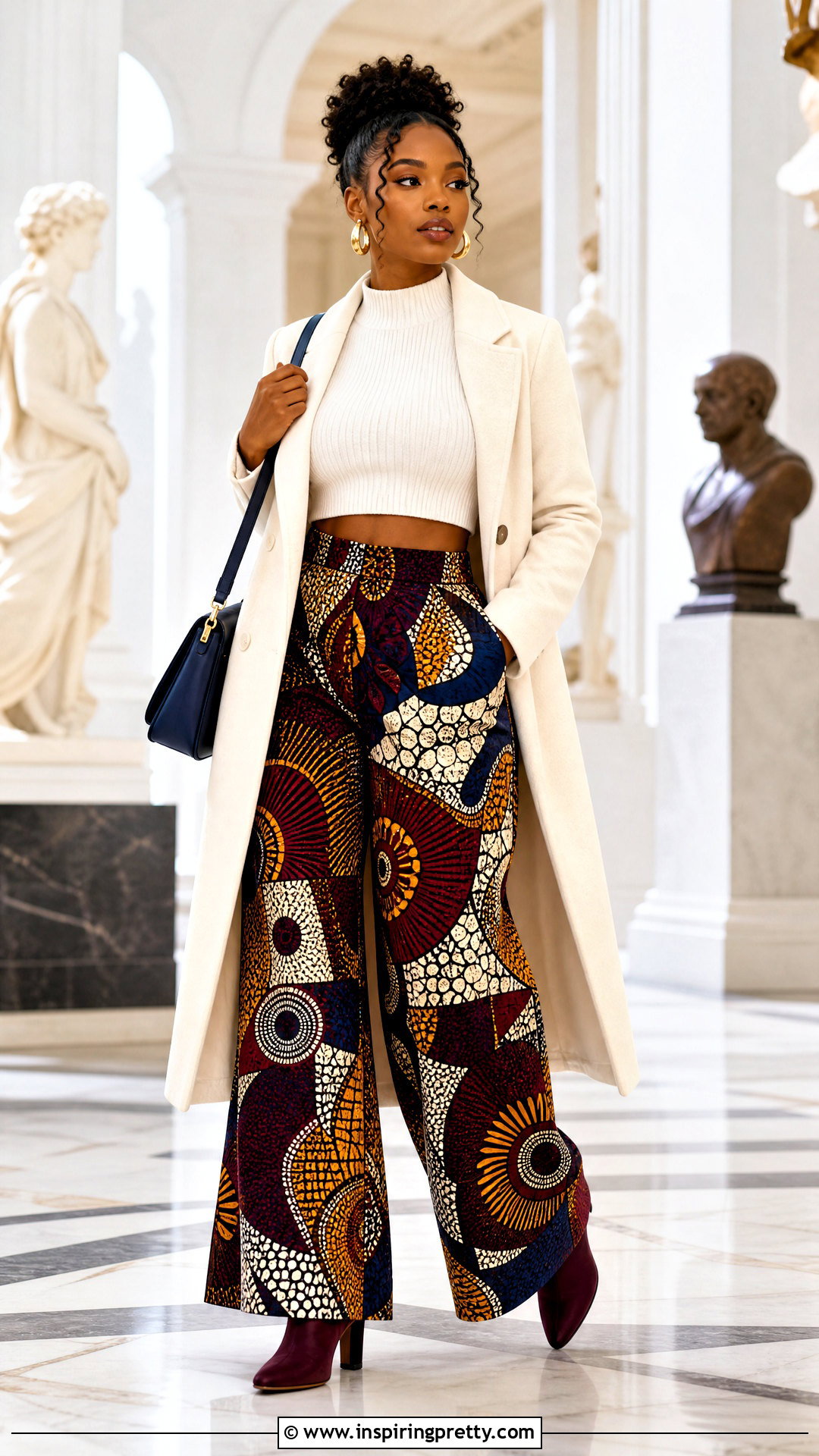Knit Crop Top With Ankara Palazzo Trousers - 50 Ankara Palazzo Trouser And Crop Top outfit ideas