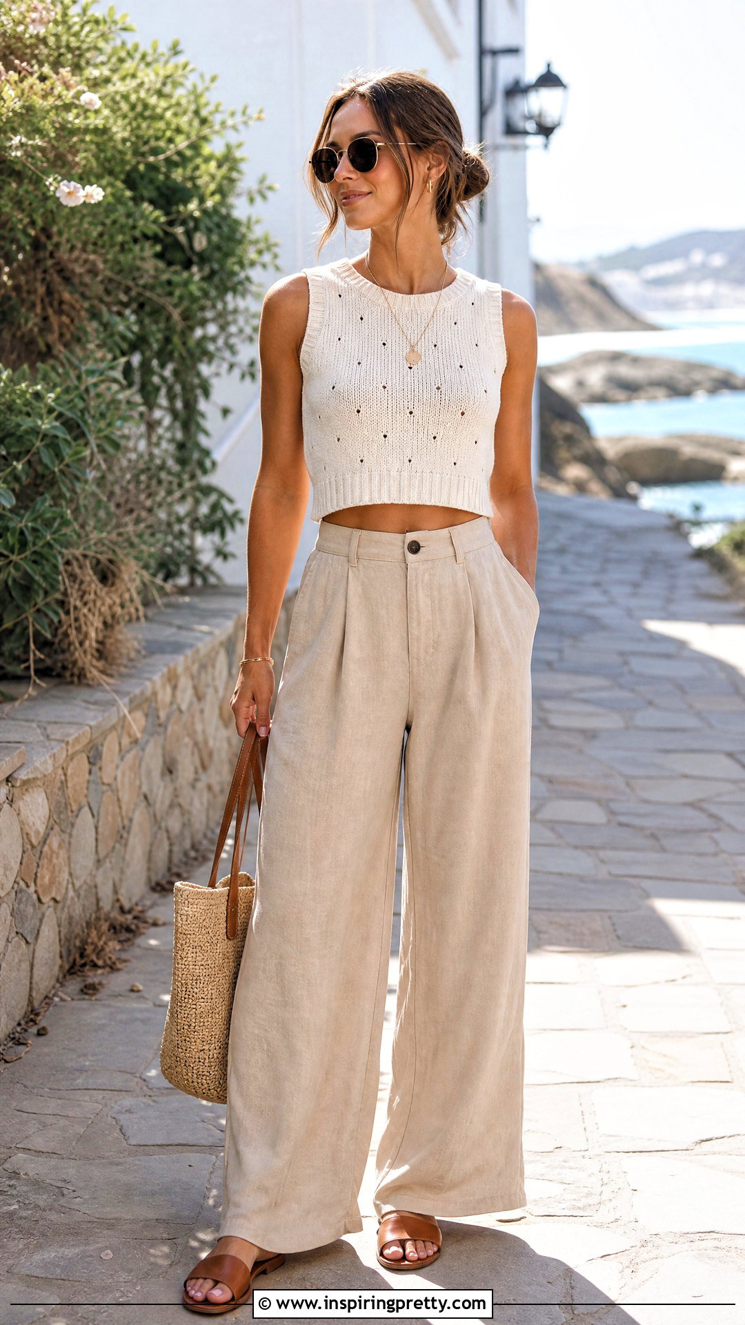 Knit Crop Top With Linen Pants - 20 Knit Crop Top Fashion ideas