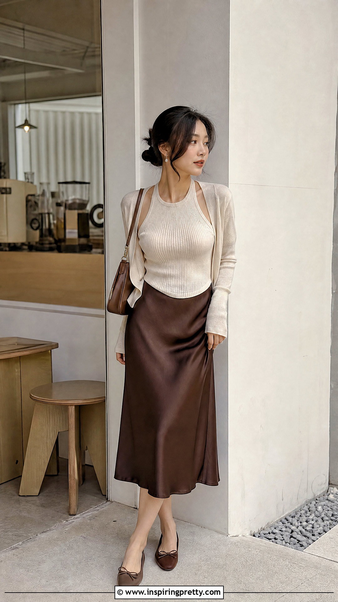 Knit Halter Top With Midi Skirt And Cardigan - 25 asian halter top outfit ideas
