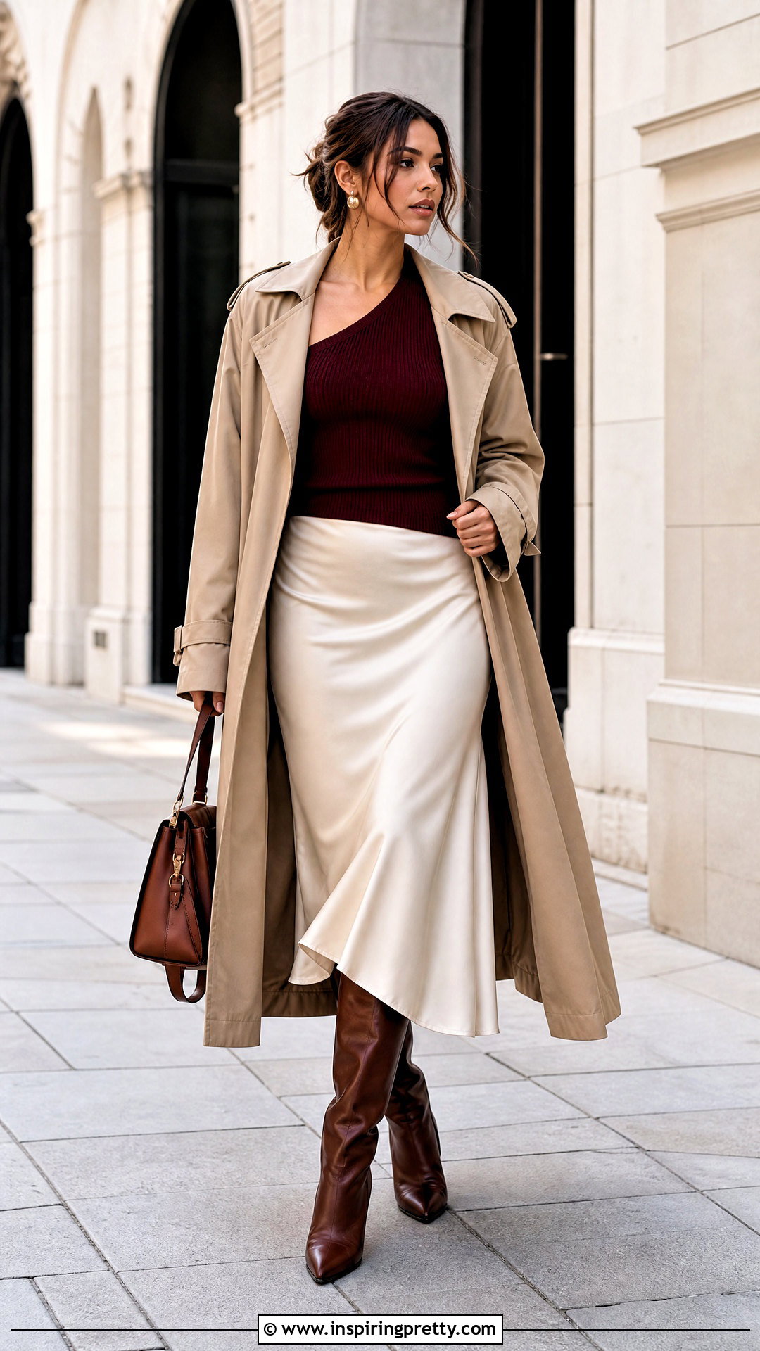 Knit One Shoulder Top With Midi Skirt - 50 one shoulder top outfit ideas