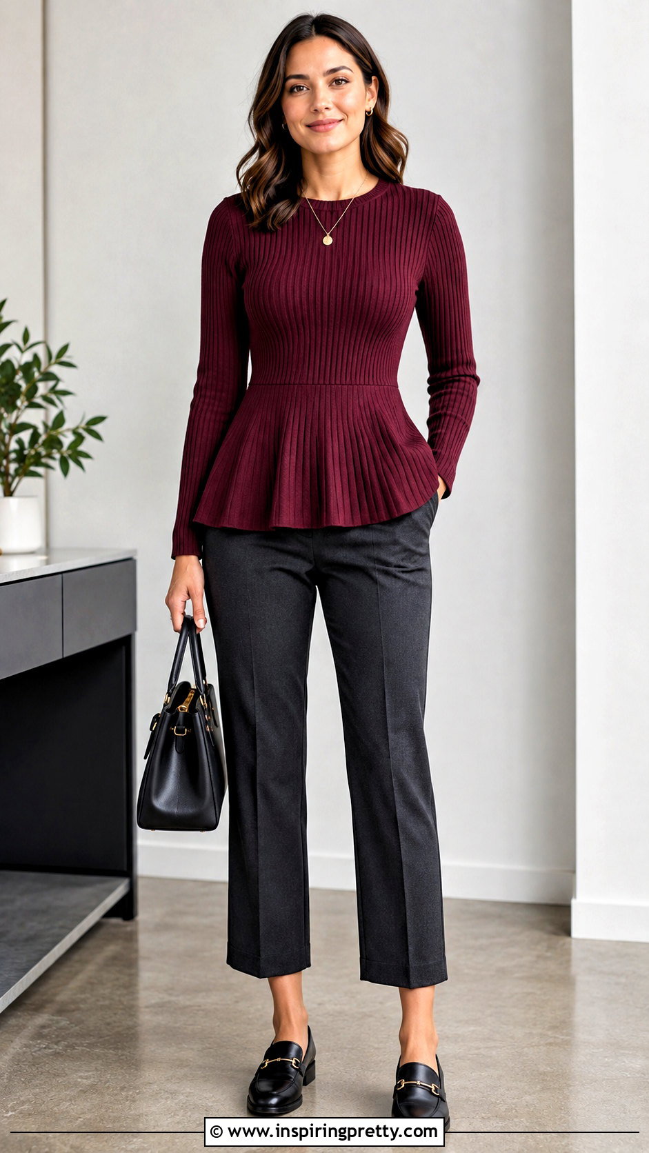 Knit Peplum Top With Cropped Trousers - 50 peplum tops for women