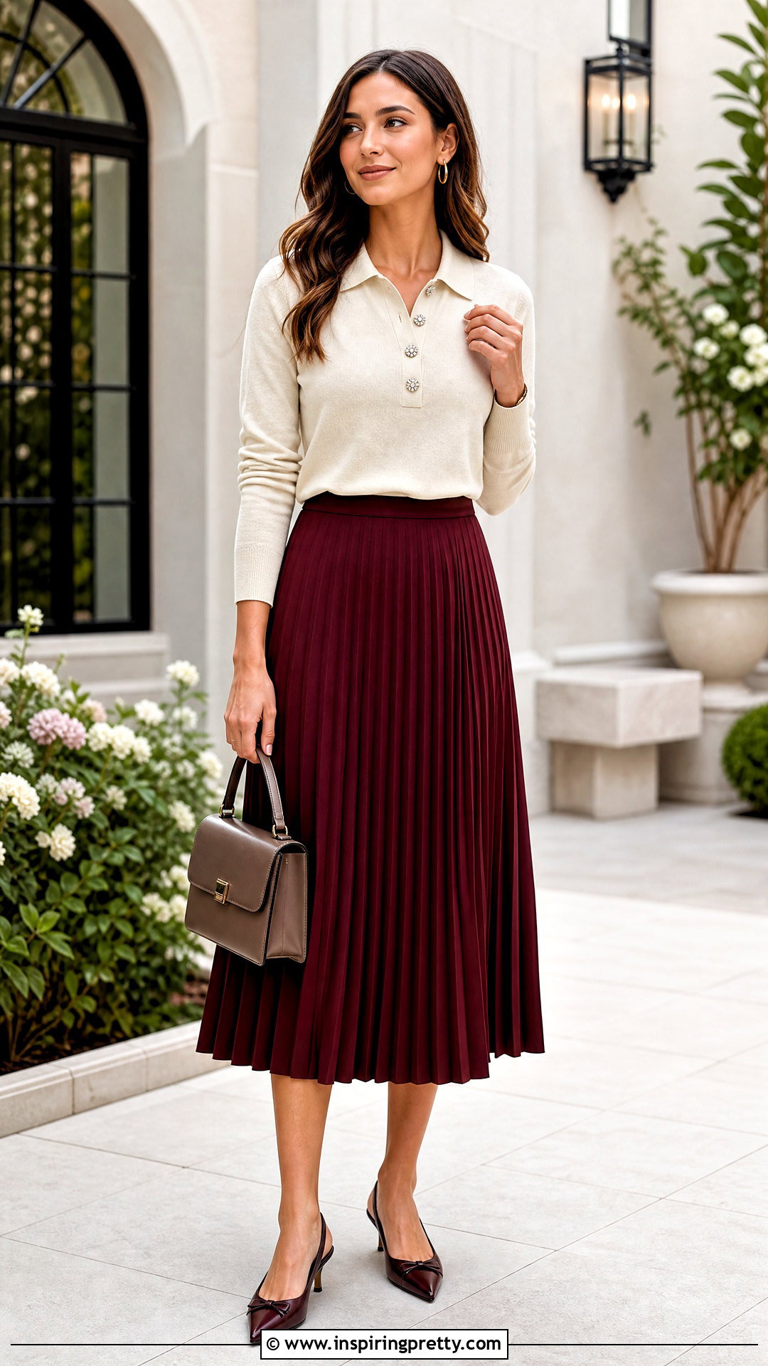 Knit Polo Top With A Pleated Skirt - 50 fancy tops for women styles