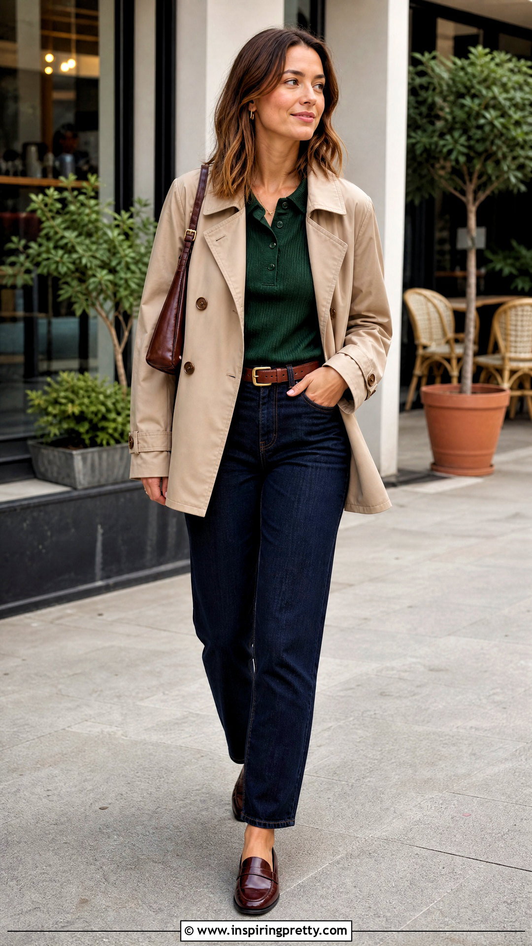 Knit Polo Top With Straight Leg Jeans - 20 Fall Fashion Knit Top outfit ideas