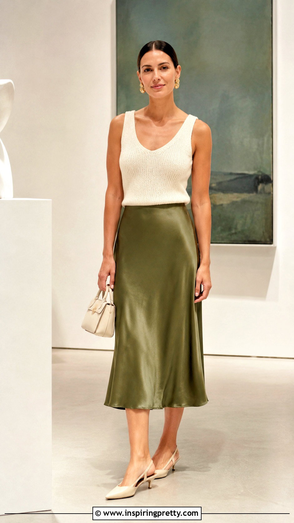 Knit Tank Top With Satin Midi Skirt - 20 Unique Tank Top Ideas