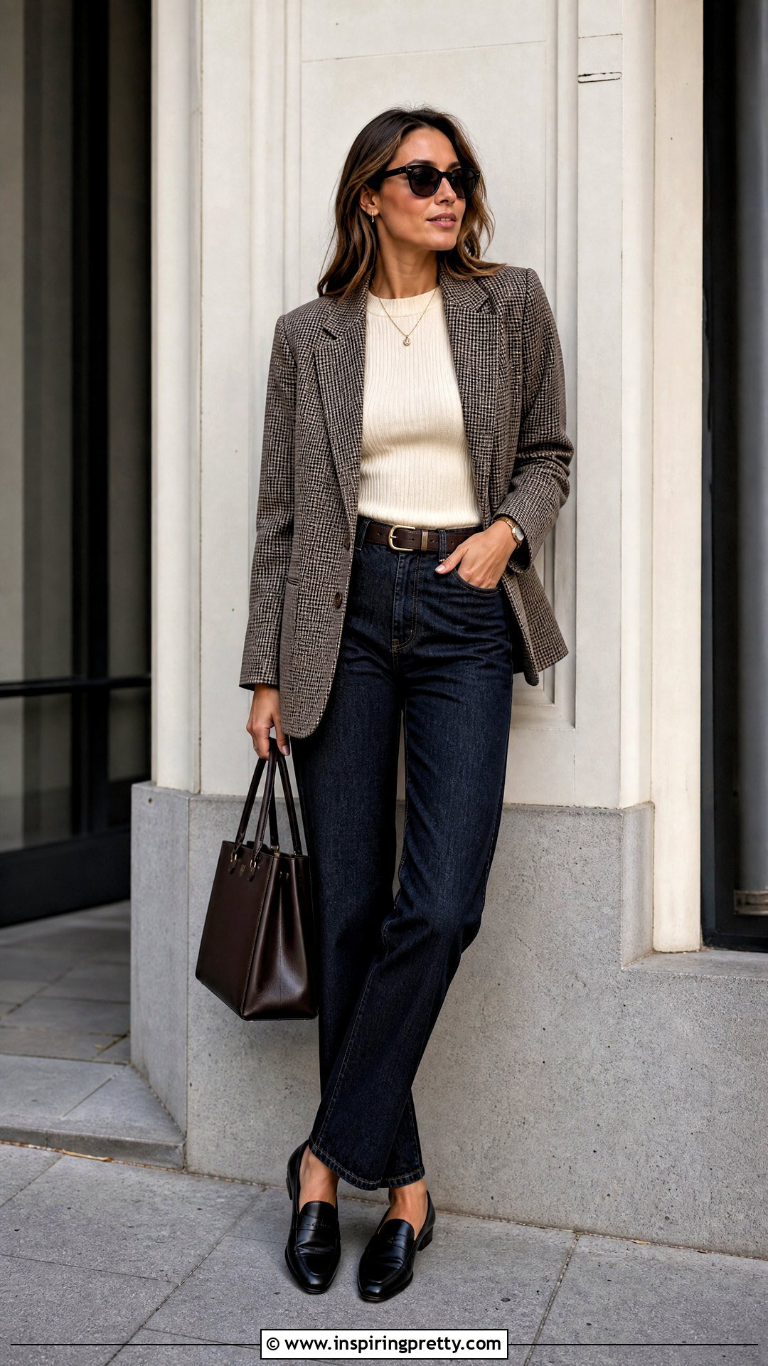 Knit Top With Blazer And Jeans - 50 knit top outfit ideas