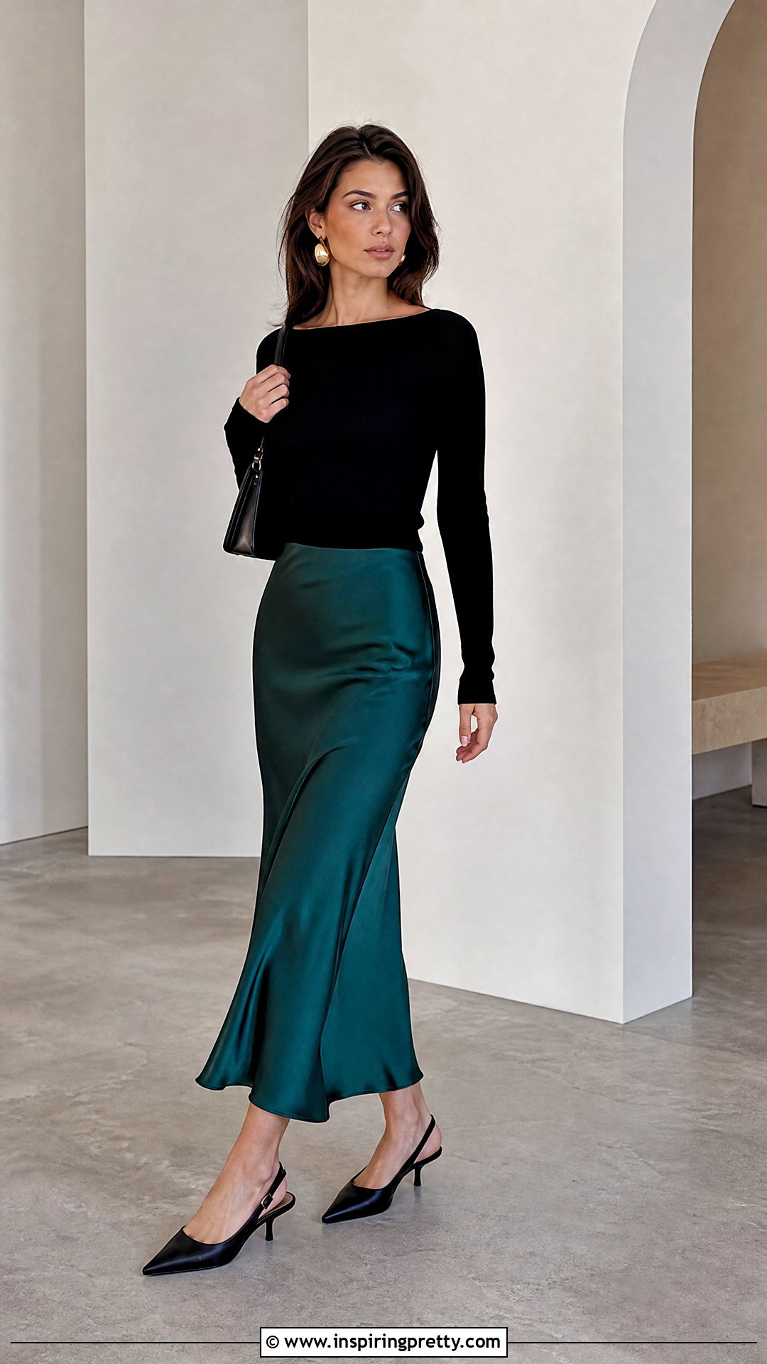 Knit Top With Satin Slip Skirt - 50 knit top outfit ideas