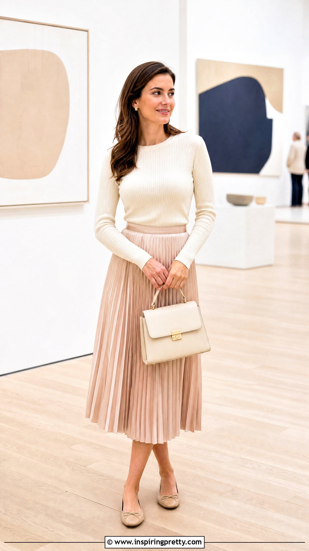 Knit Top and Pleated Midi Skirt Outfit - 50 top styles for ladies