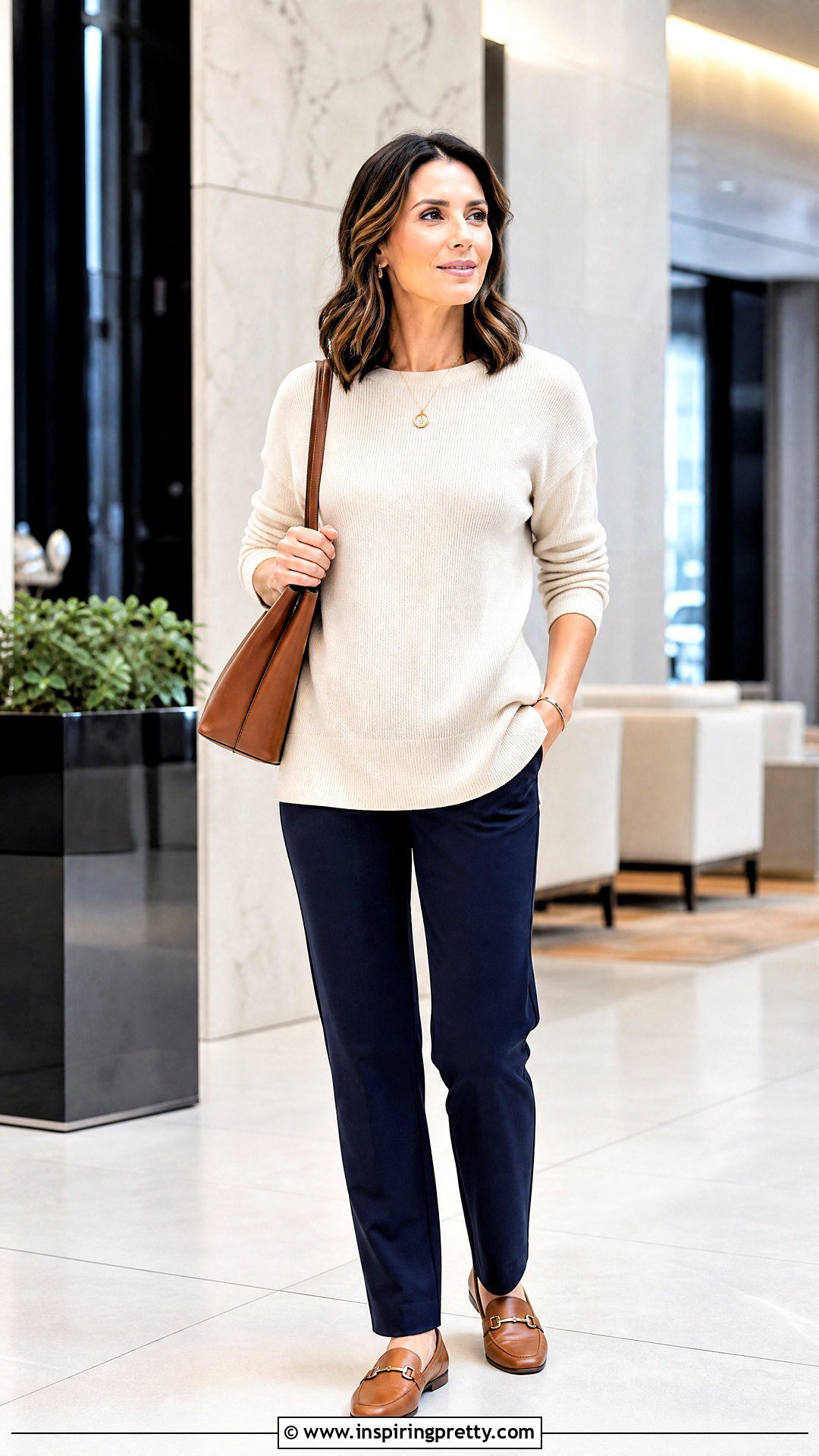 Knit Tunic Top With Ponte Pants - 20 spring tunic tops outfit ideas