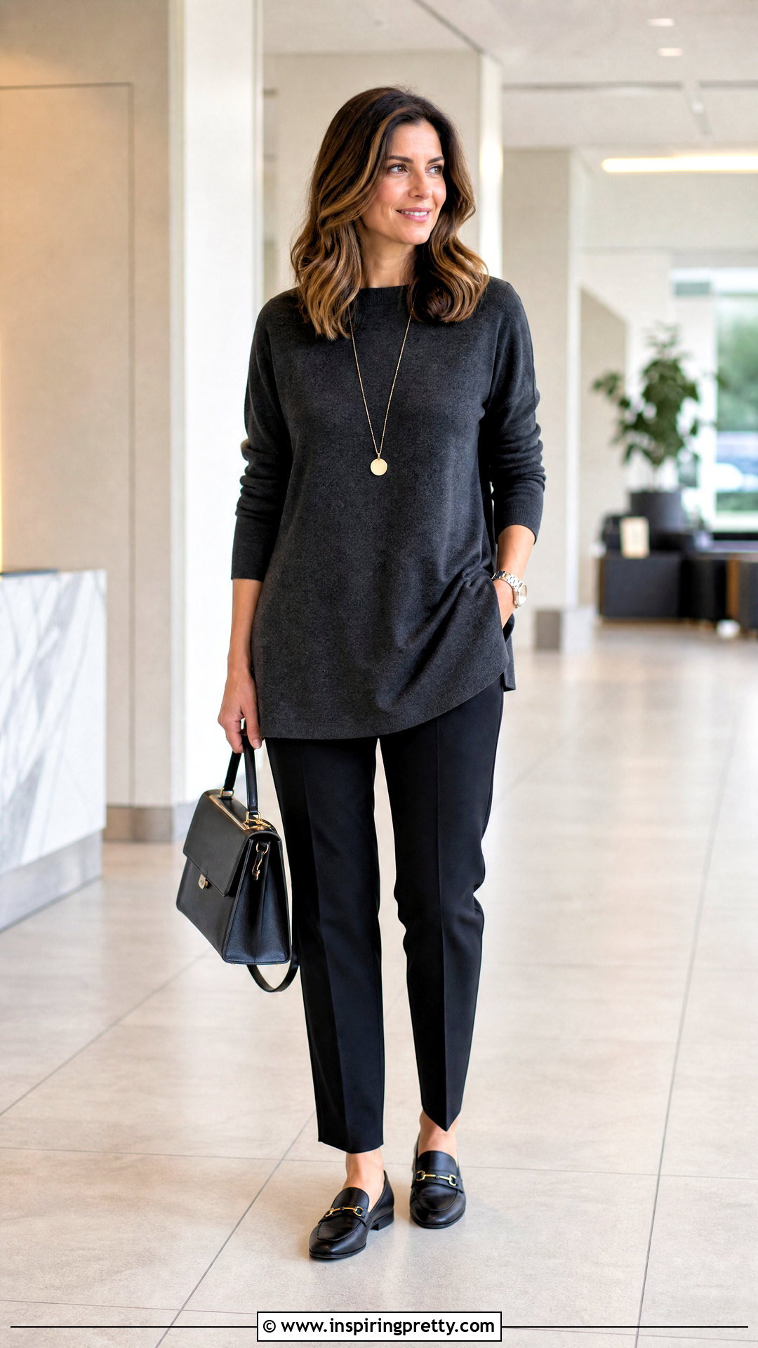 Knit Tunic With Ponte Pants - 50 tunic tops outfit ideas