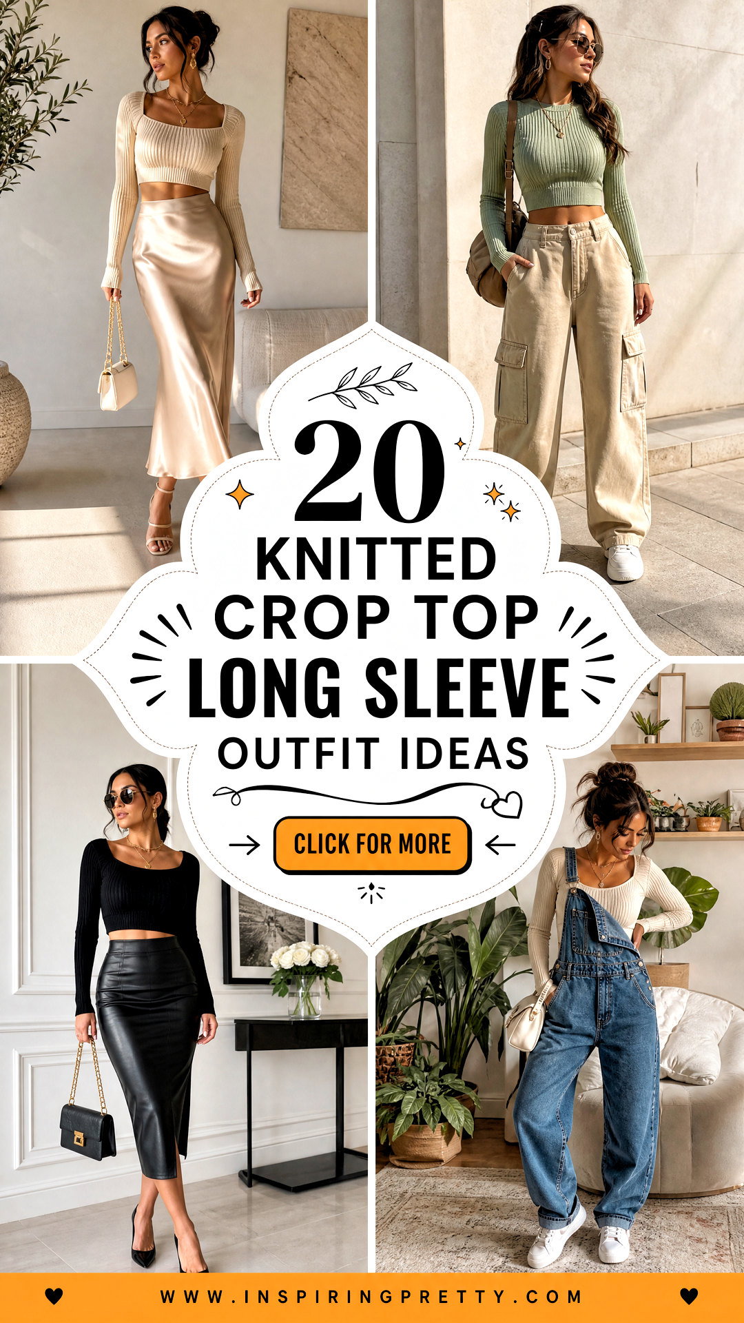 20 Knitted Crop Top Long Sleeve Outfit Ideas for Cozy Fall Style - 20 Knitted Crop Top Long Sleeve Outfit Ideas for Cozy Fall Style