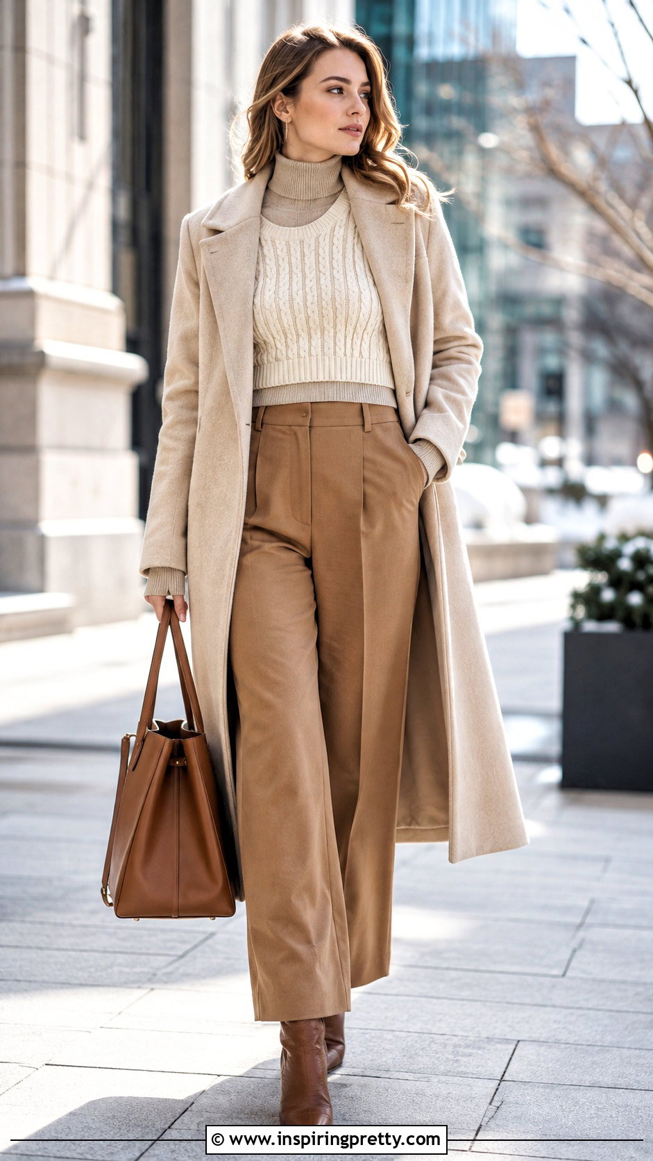 Knitted Crop Top Over A Turtleneck With Trousers - 50 knitted crop top outfit ideas