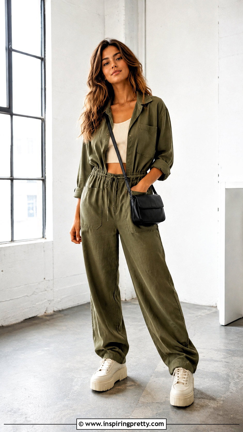 Knitted Crop Top Under A Utility Jumpsuit - 50 knitted crop top outfit ideas