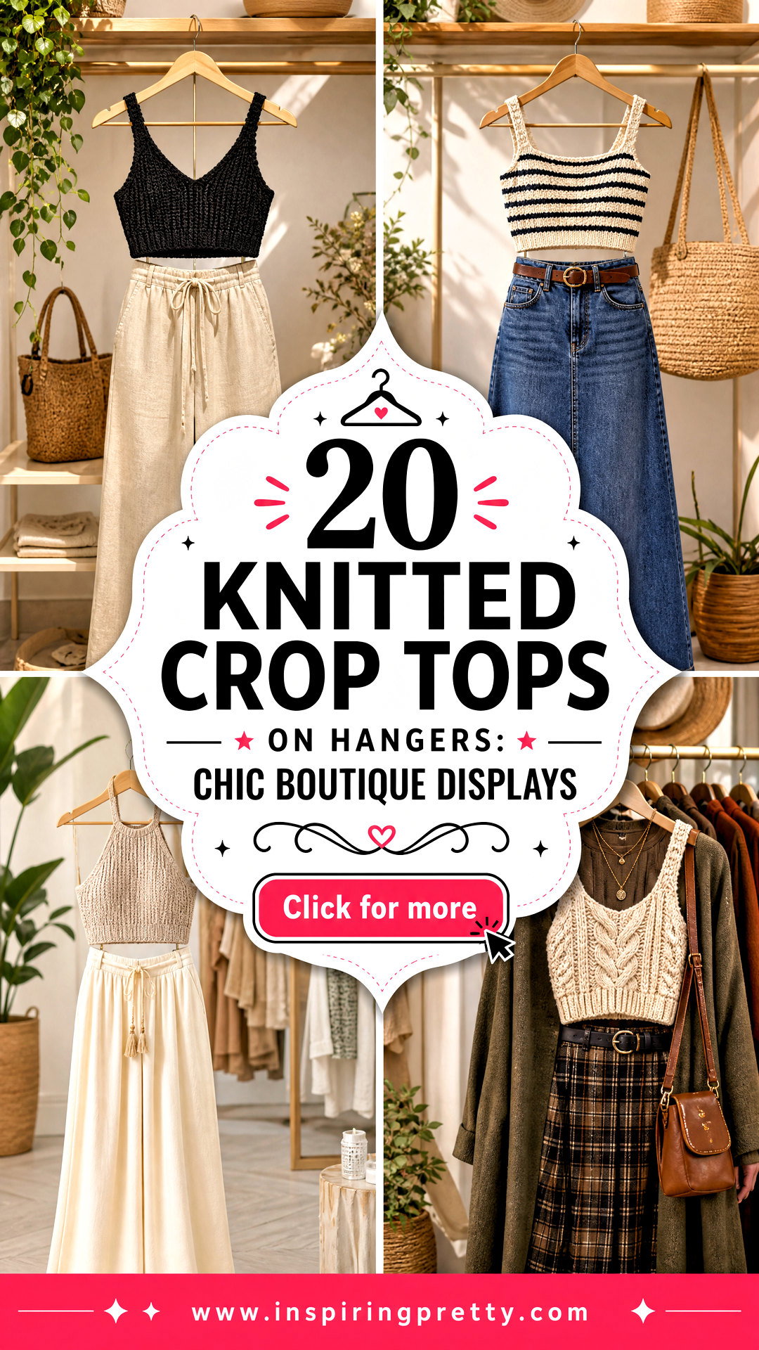 20 Knitted Crop Tops on Hangers Chic Boutique Displays - 20 Knitted Crop Tops on Hangers: Chic Boutique Displays