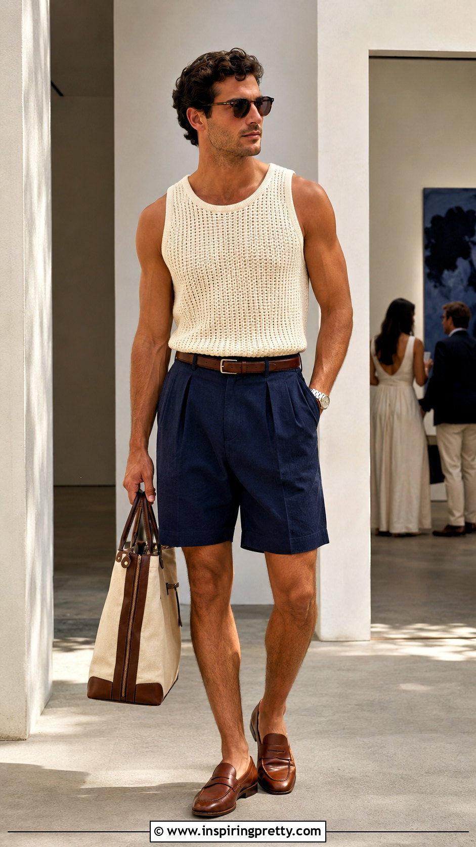 Knitted Tank Top With Tailored Shorts - 20 mens tank tops fashion ideas