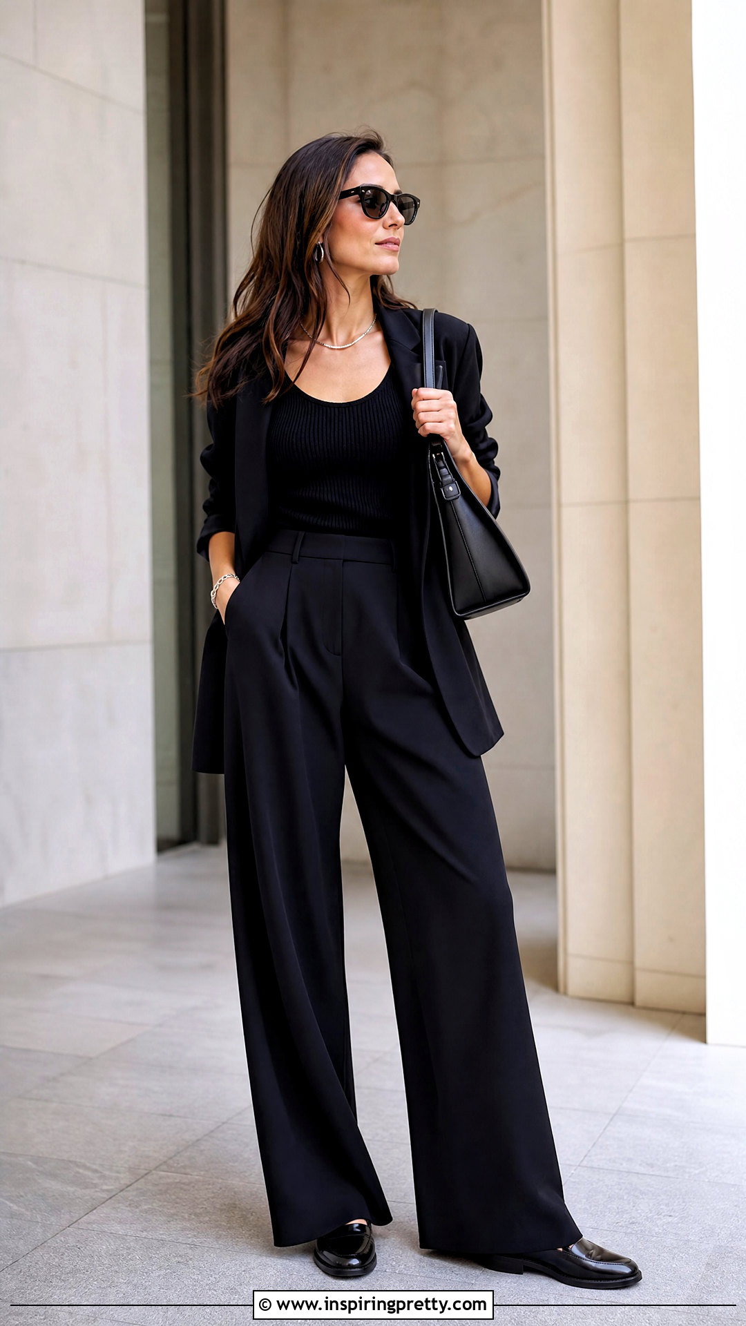Knitted Tank Top With an All Black Outfit - 50 knitted tank top outfit ideas
