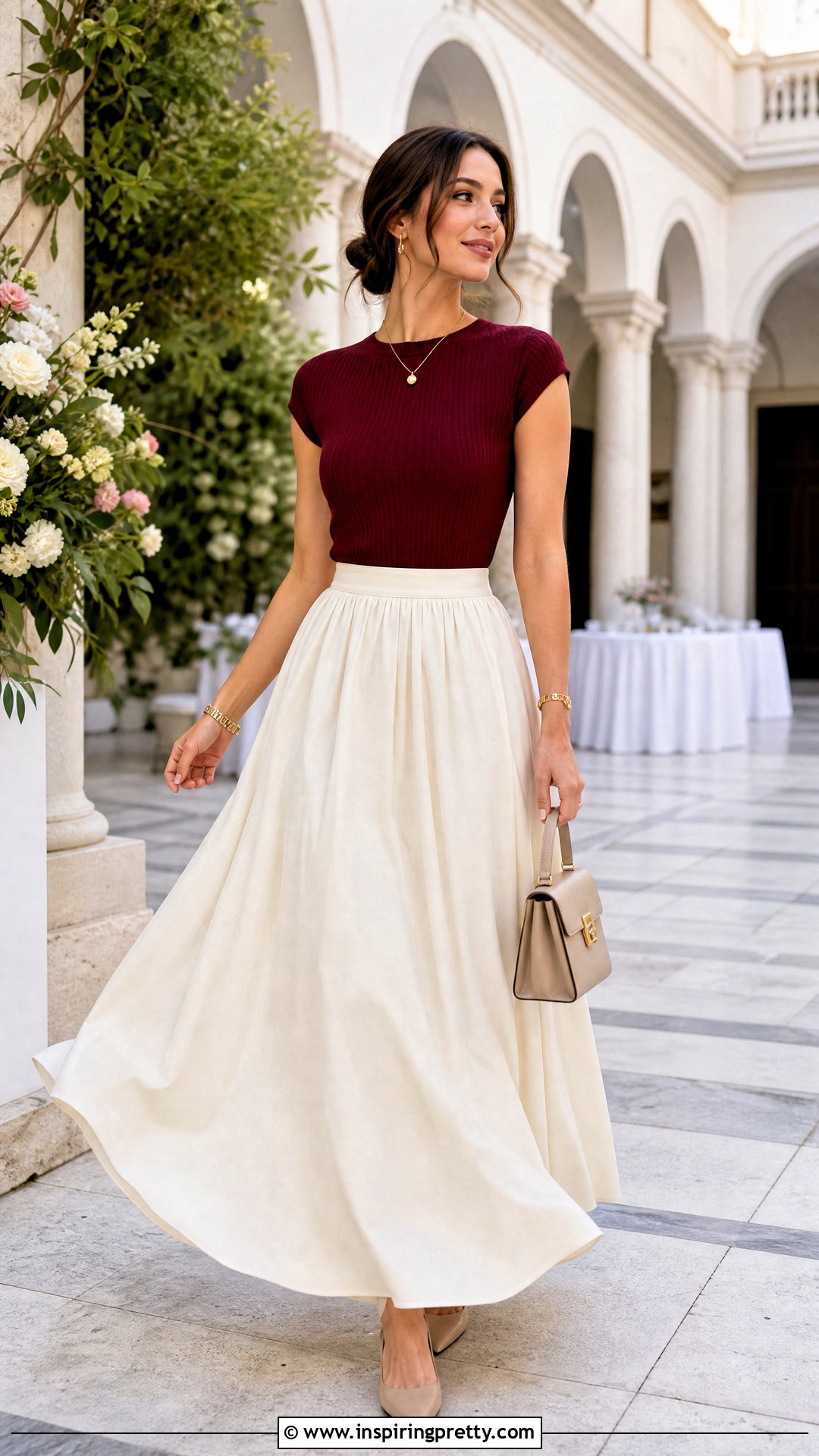 Knitted Top With Full Maxi Skirt - 50 knitted top outfit ideas