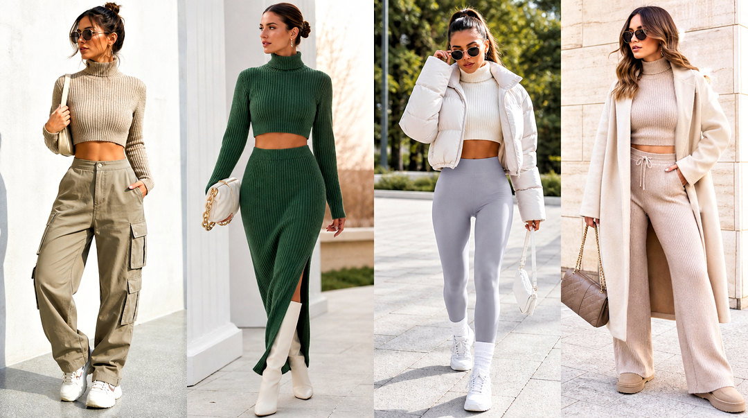 20 Knitted Turtleneck Crop Top Outfit Ideas for Winter Style