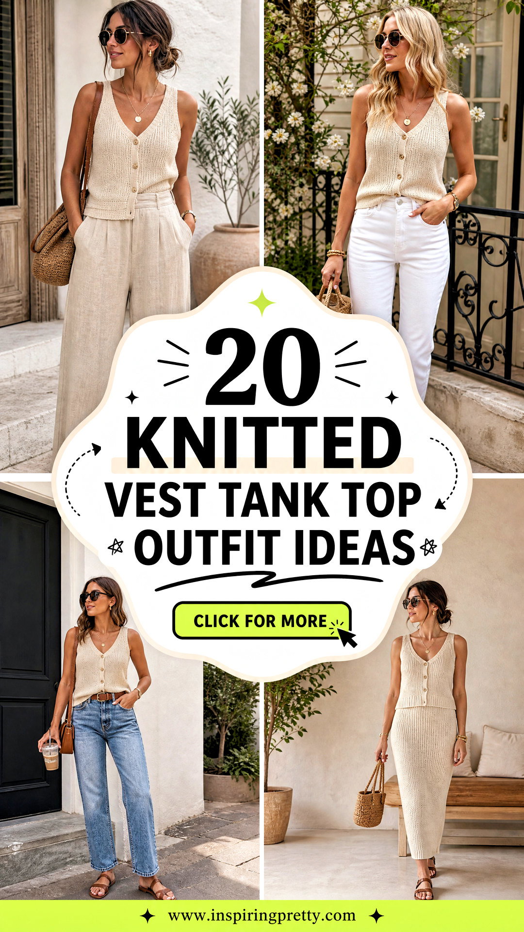 20 Knitted Vest Tank Top Outfit Ideas for Chic Layering - 20 Knitted Vest Tank Top Outfit Ideas for Chic Layering