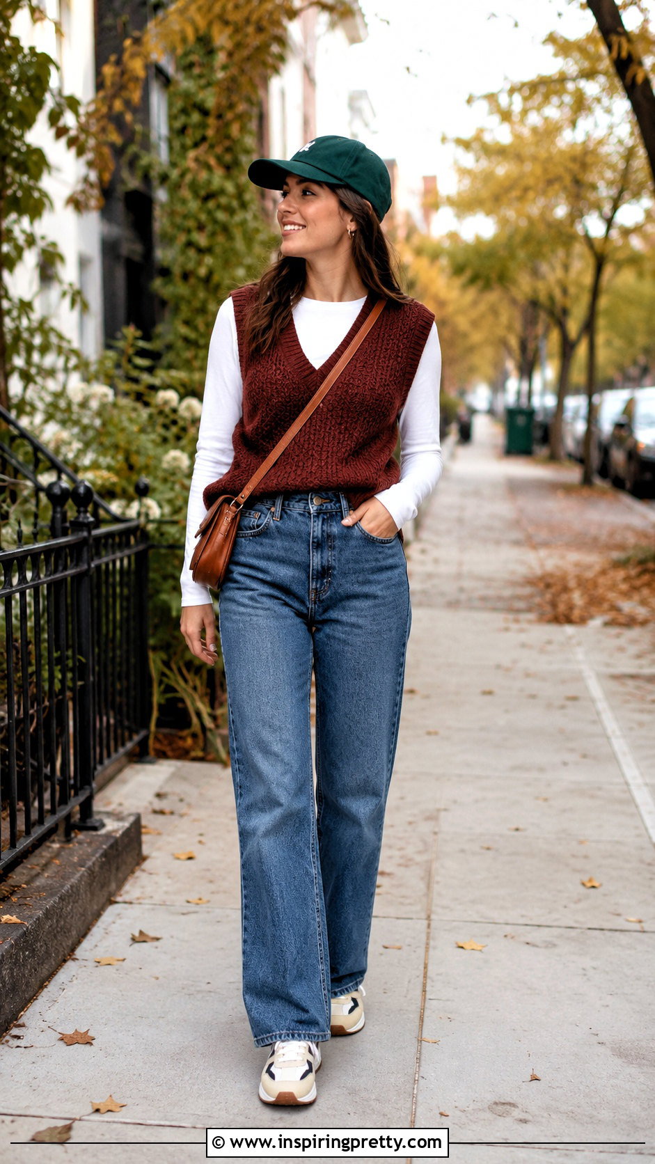 Knitted Vest Tank Top With A Long Sleeve Tee - 20 knitted vest tank top outfit ideas
