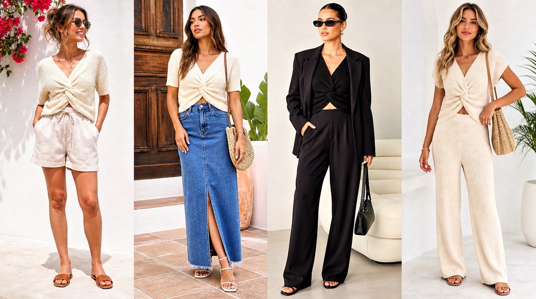 20 Knot Front Knit Top Outfit Ideas for Easy Summer Style