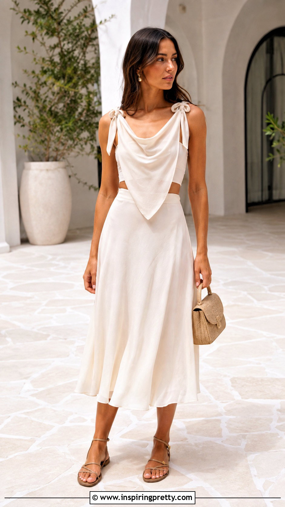 Knotted Shoulder Sarong Top With Midi Skirt - how to turn a sarong into a top (25 ways)