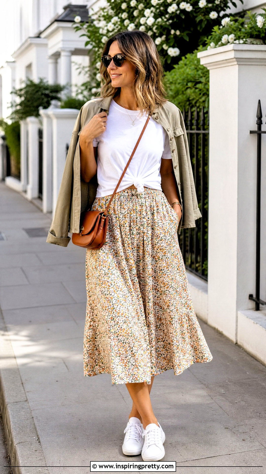Knotted T Shirt And Flare Skirt Weekend Outfit - 50 flare skirt and top outfit ideas