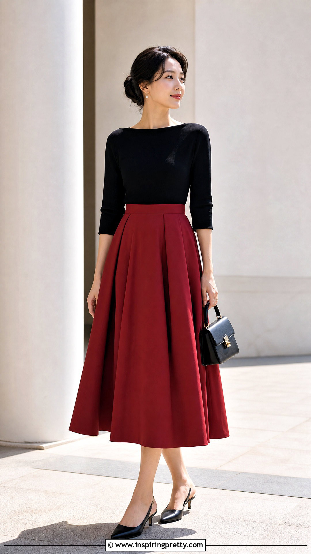 Korean Boat Neck Top With Full Skirt - 50 korean tops designs