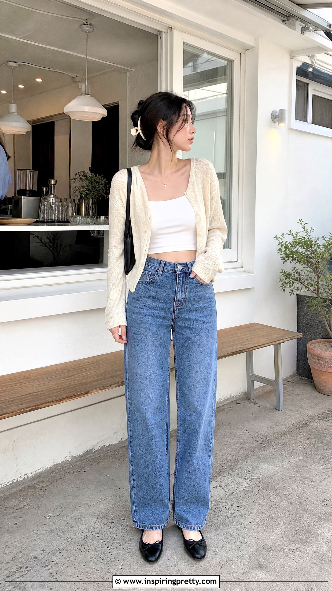 Korean Crop Top With Cardigan And Jeans - 50 korean crop top outfit ideas