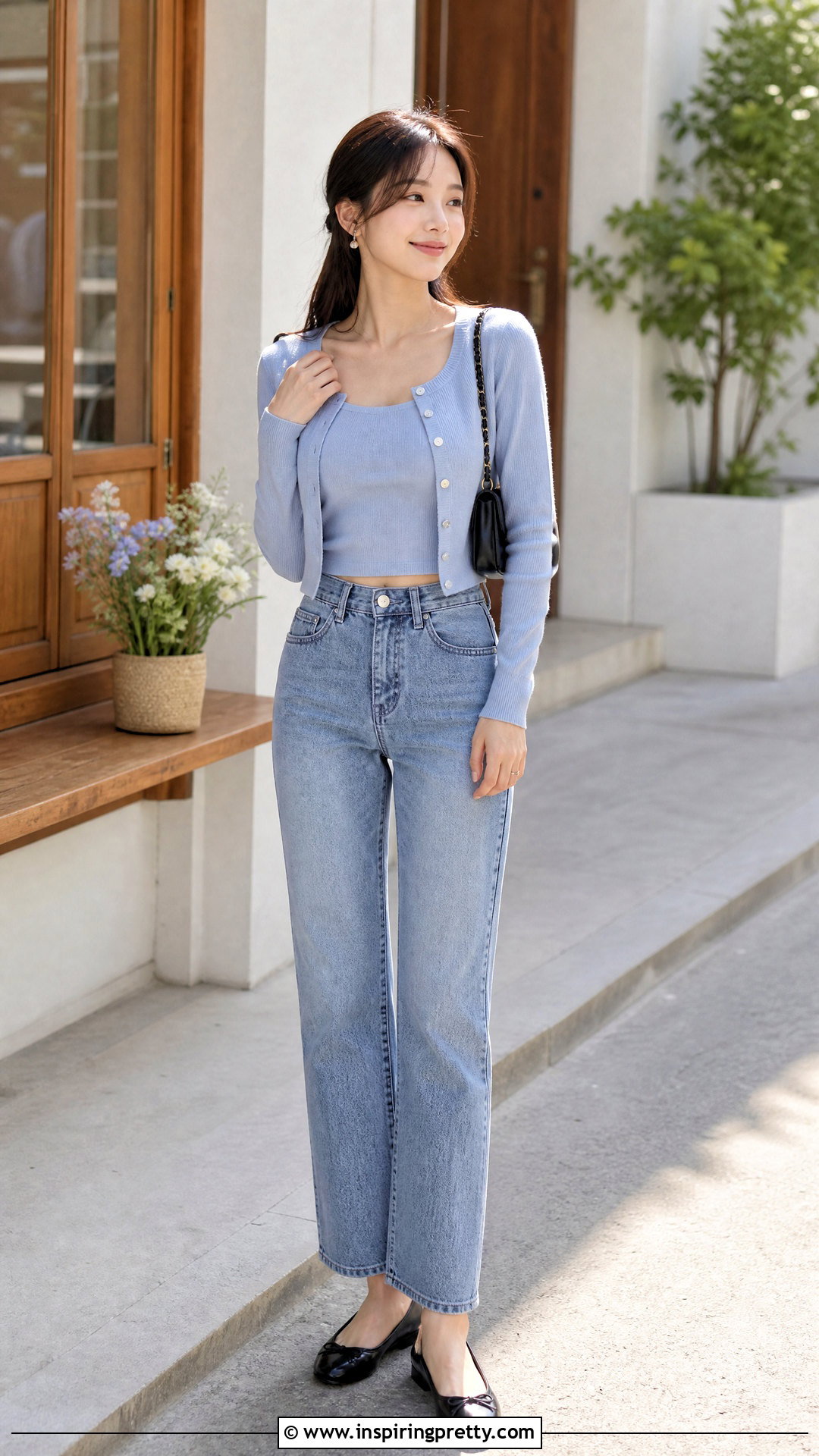 Korean Crop Top With Cropped Cardigan - 50 korean crop top outfit ideas