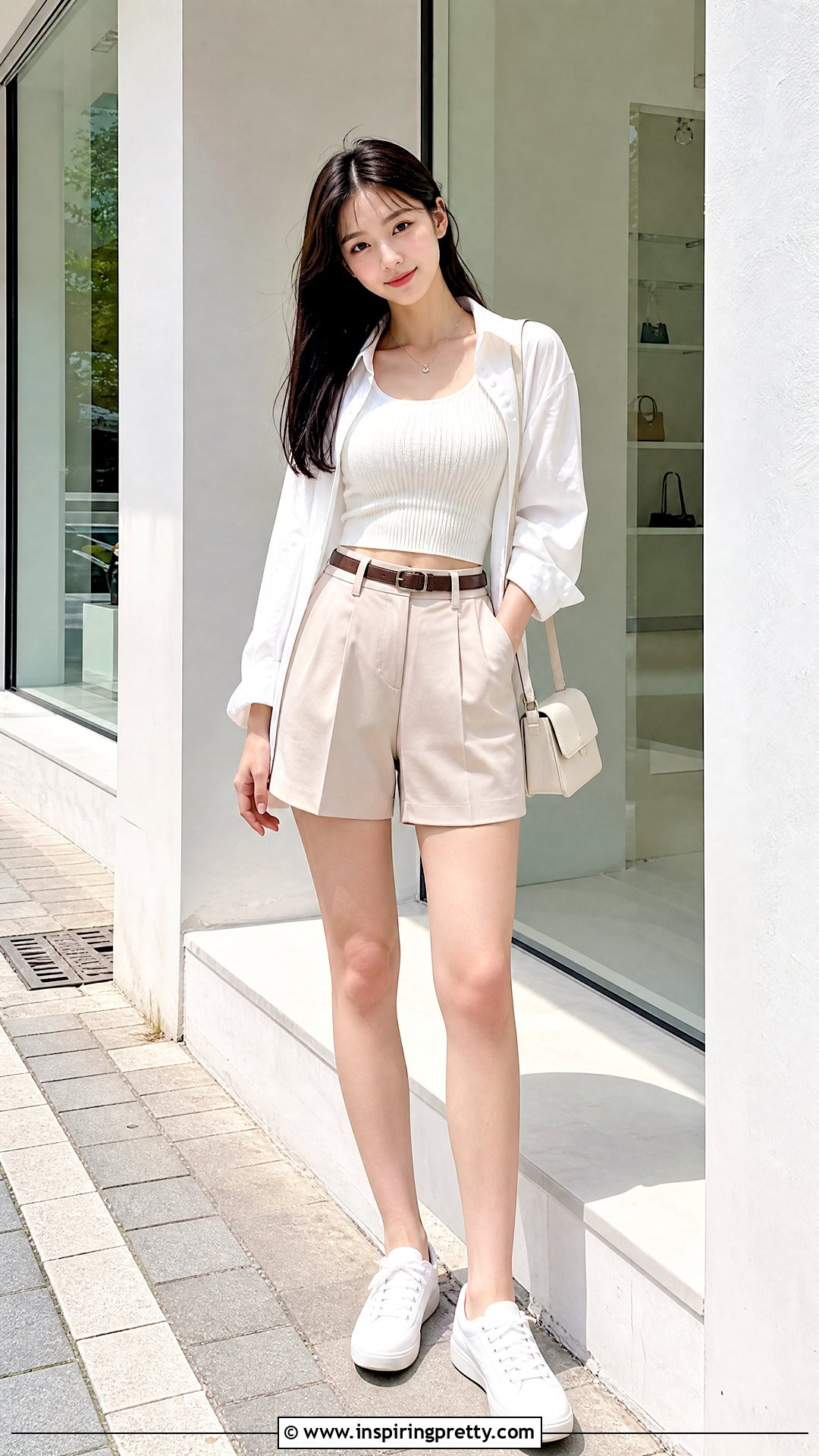Korean Crop Top With High Waisted Shorts - 50 korean crop top outfit ideas