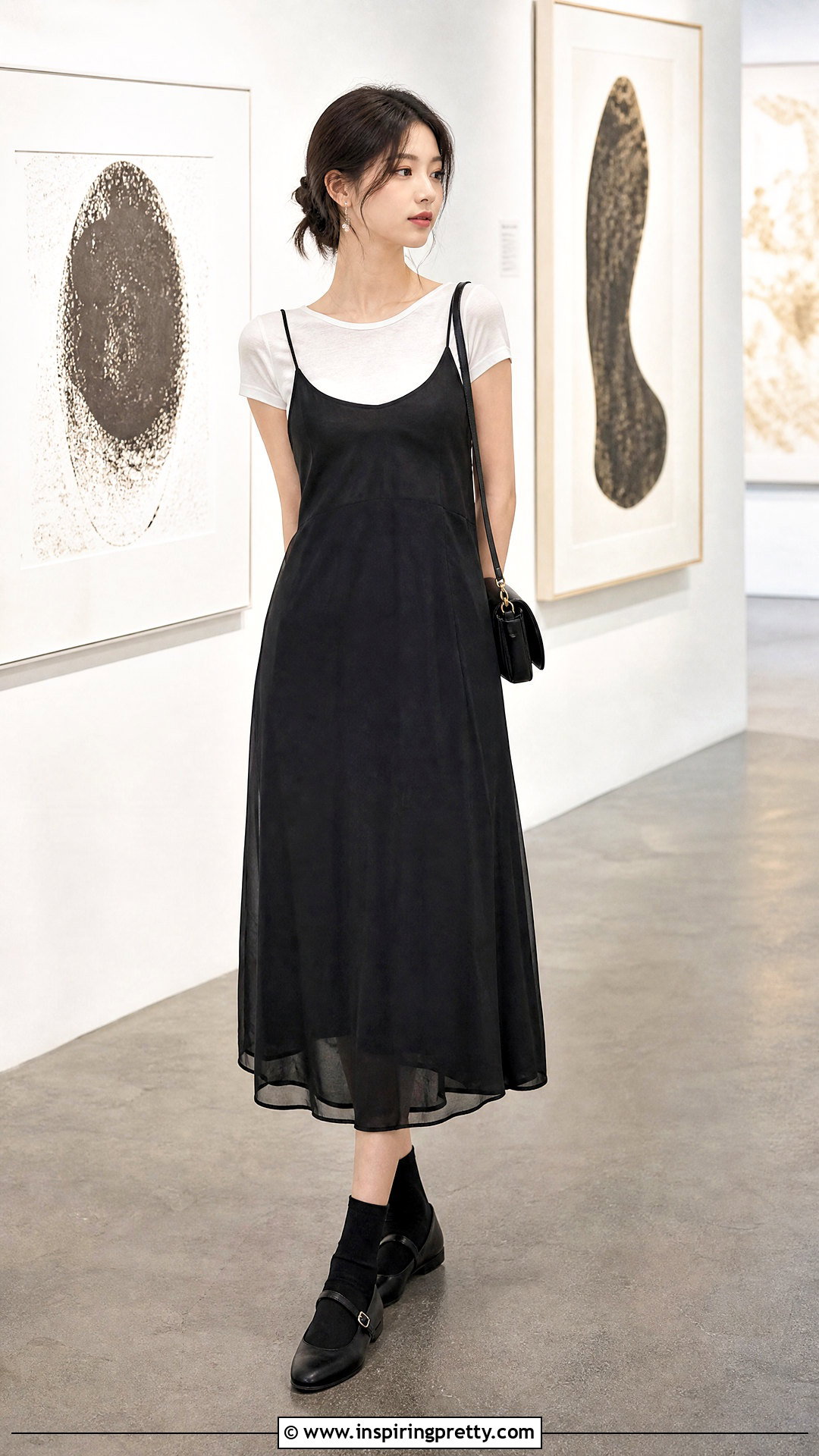 Korean Crop Top With Layered Slip Dress - 50 korean crop top outfit ideas