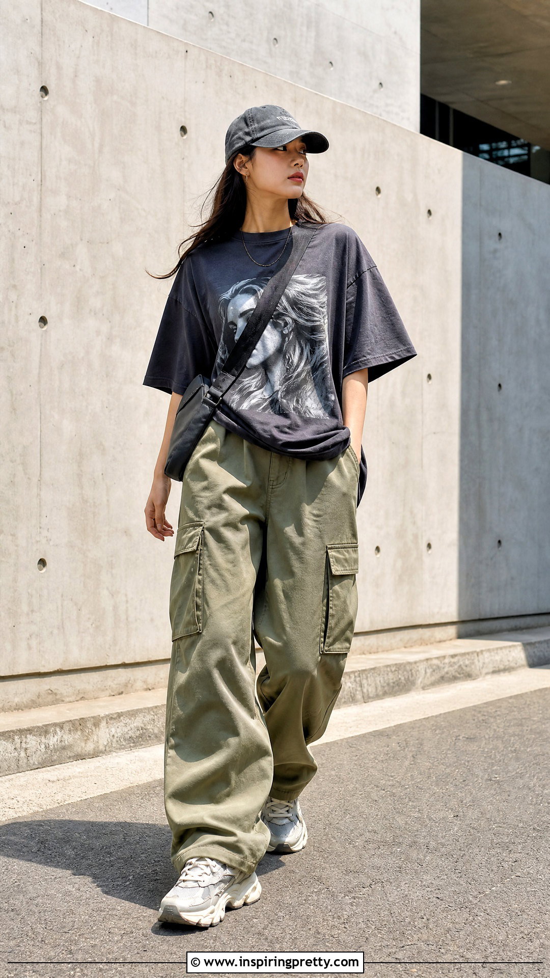 Korean Graphic T Shirt With Cargo Pants - 50 korean tops designs